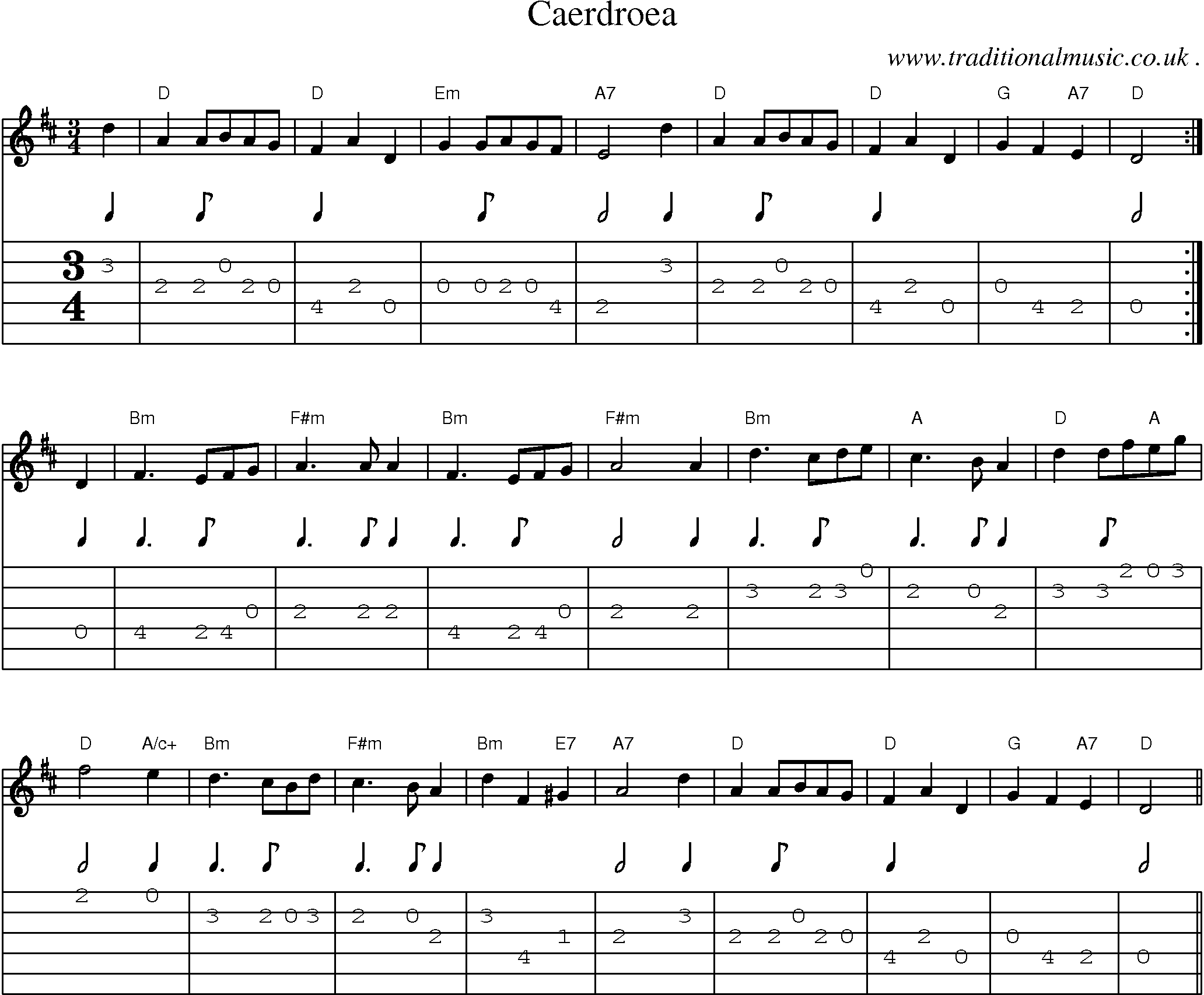 Sheet-Music and Guitar Tabs for Caerdroea
