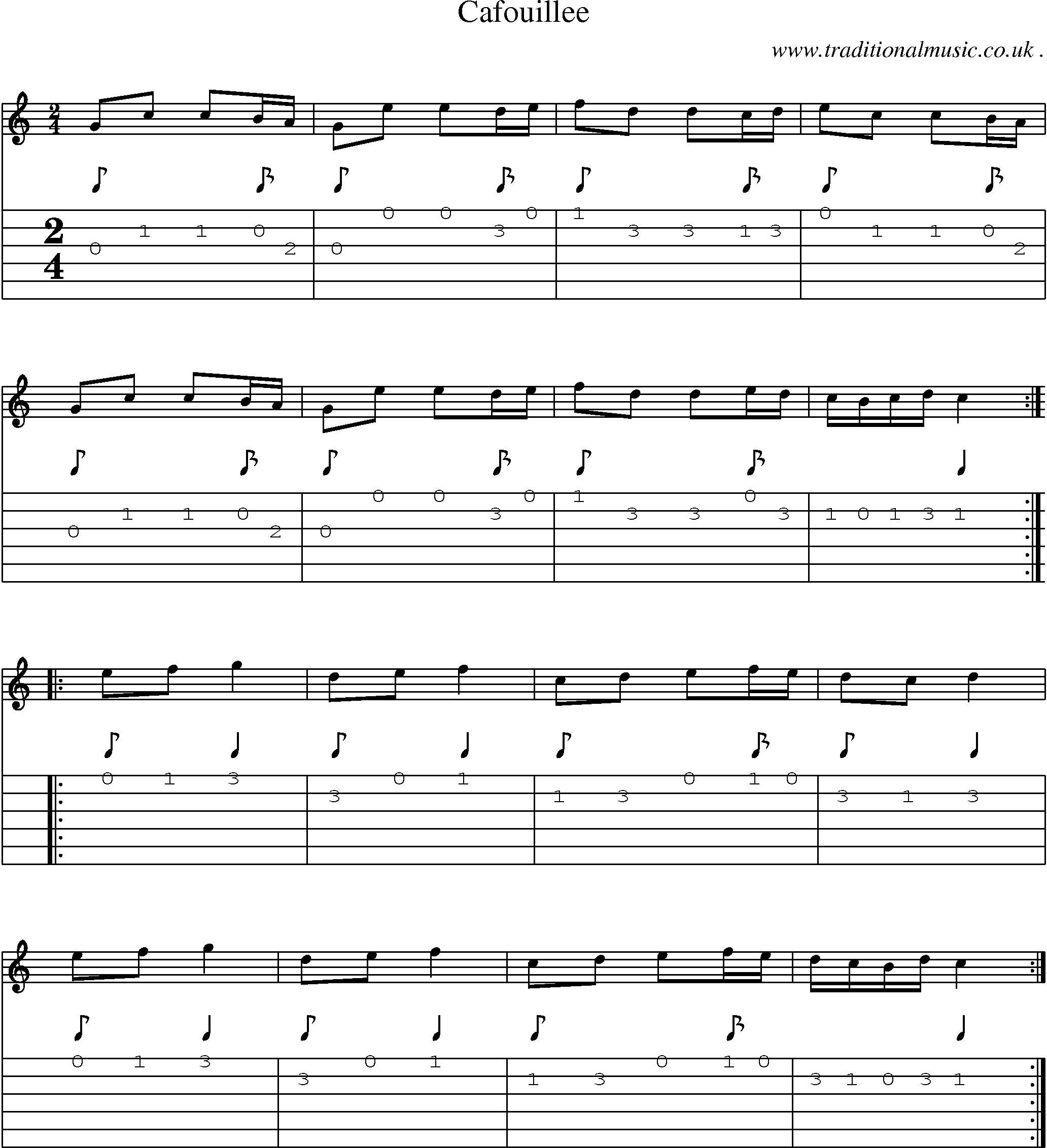 Sheet-Music and Guitar Tabs for Cafouillee