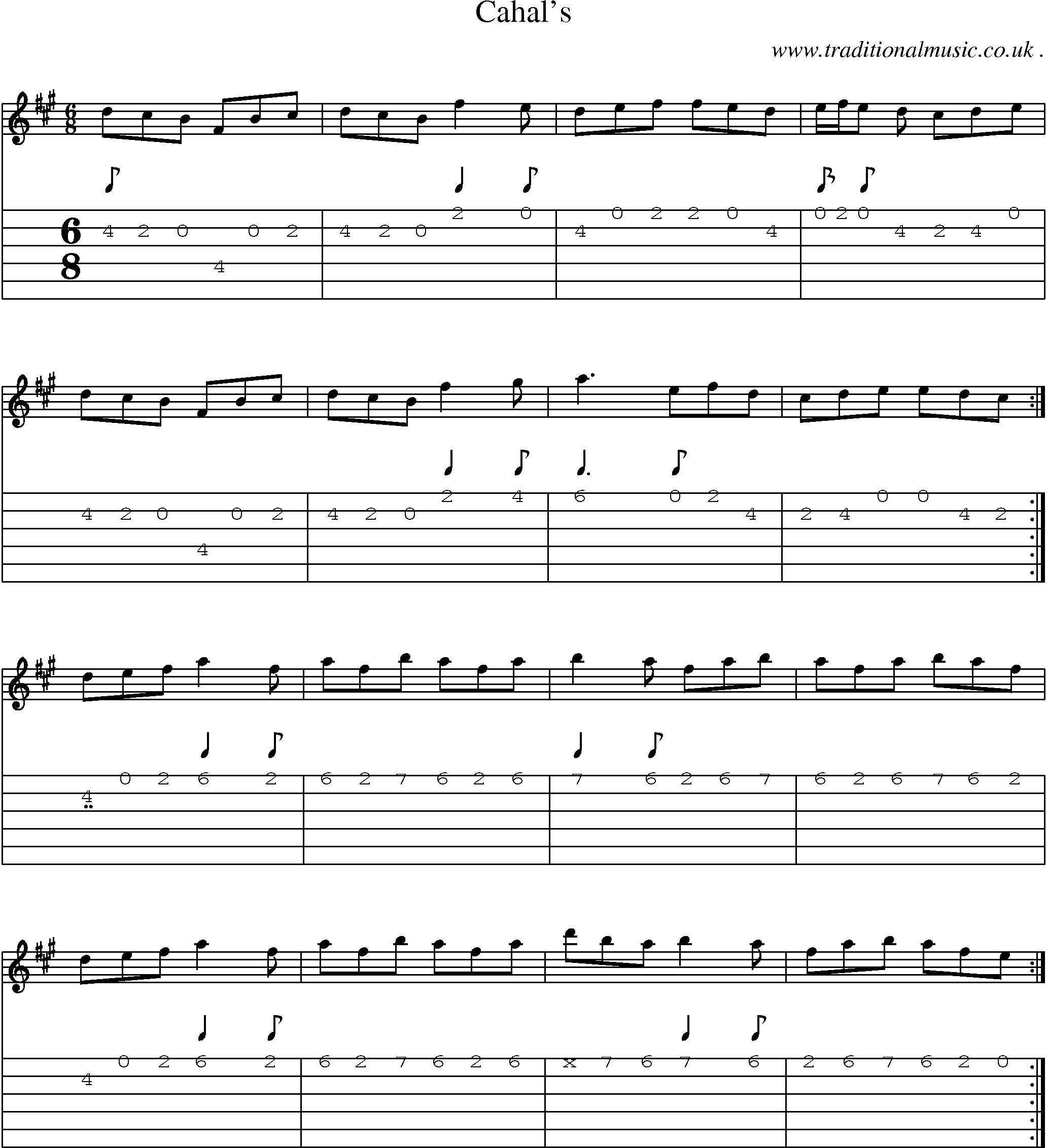 Sheet-Music and Guitar Tabs for Cahals