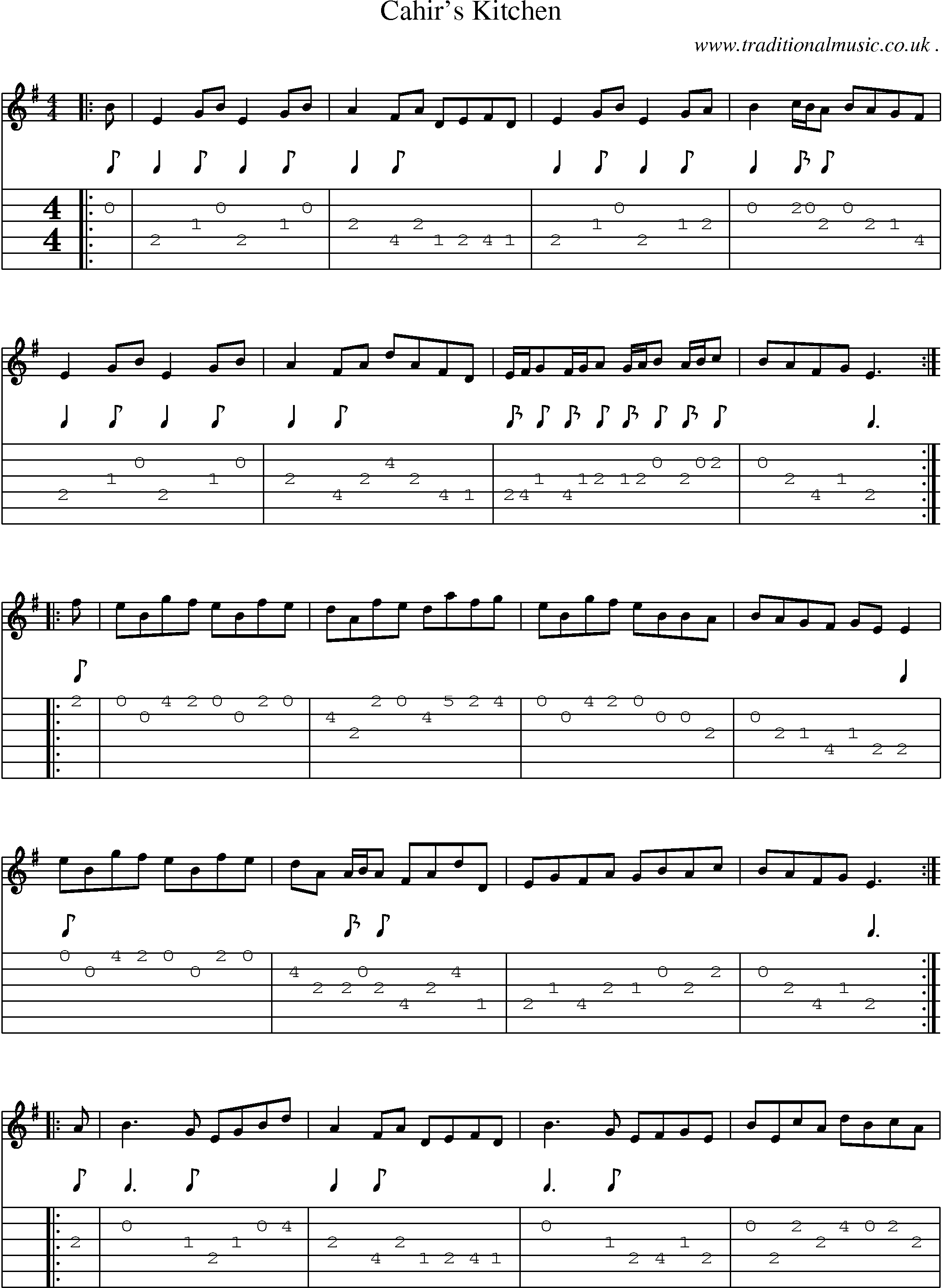 Sheet-Music and Guitar Tabs for Cahirs Kitchen