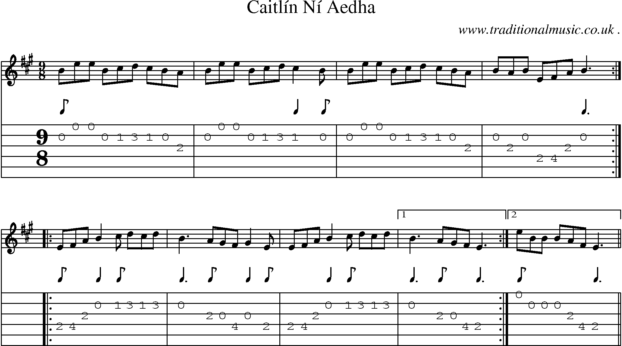 Sheet-Music and Guitar Tabs for Caitlin Ni Aedha