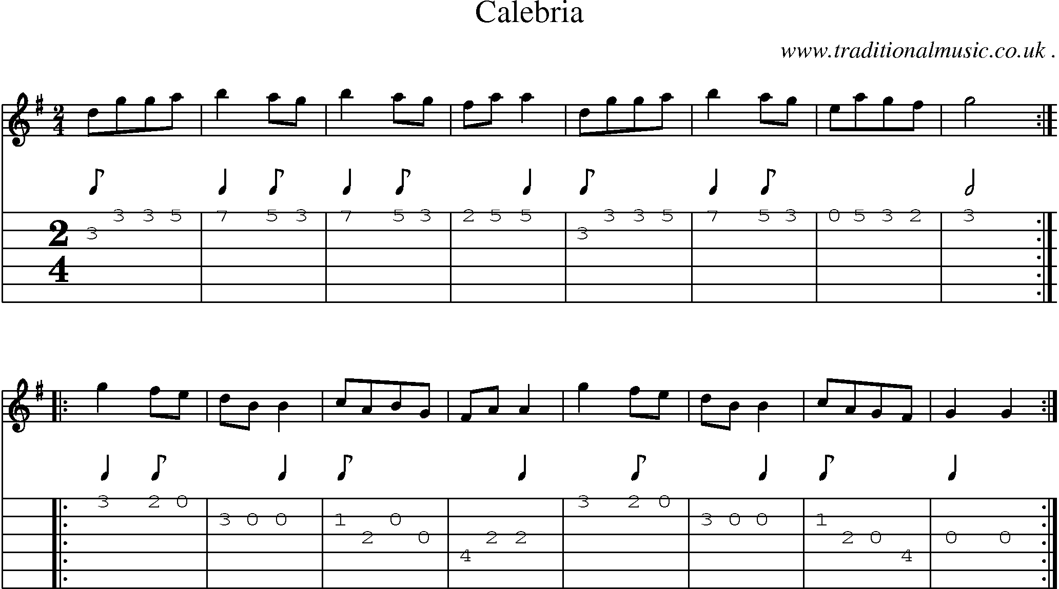 Sheet-Music and Guitar Tabs for Calebria
