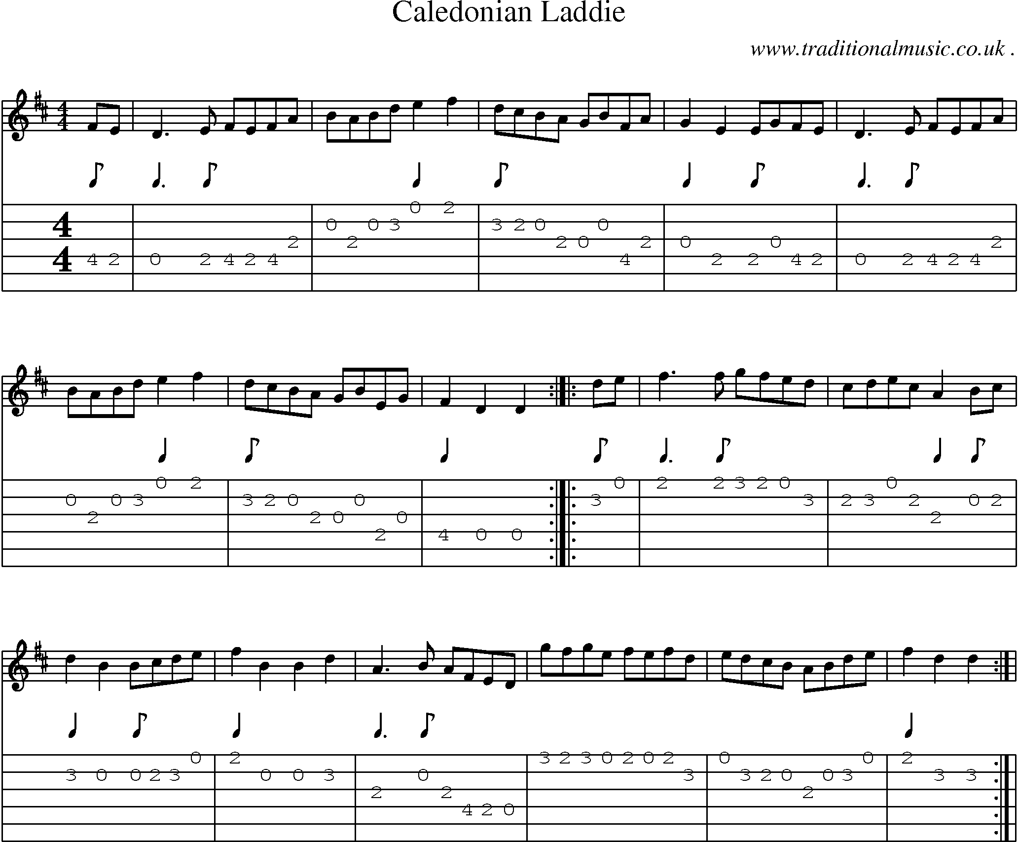 Sheet-Music and Guitar Tabs for Caledonian Laddie
