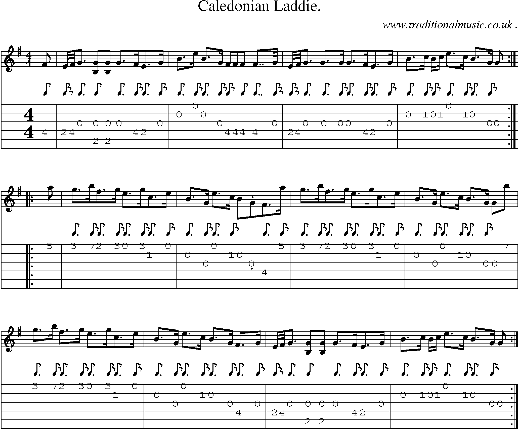 Sheet-Music and Guitar Tabs for Caledonian Laddie 