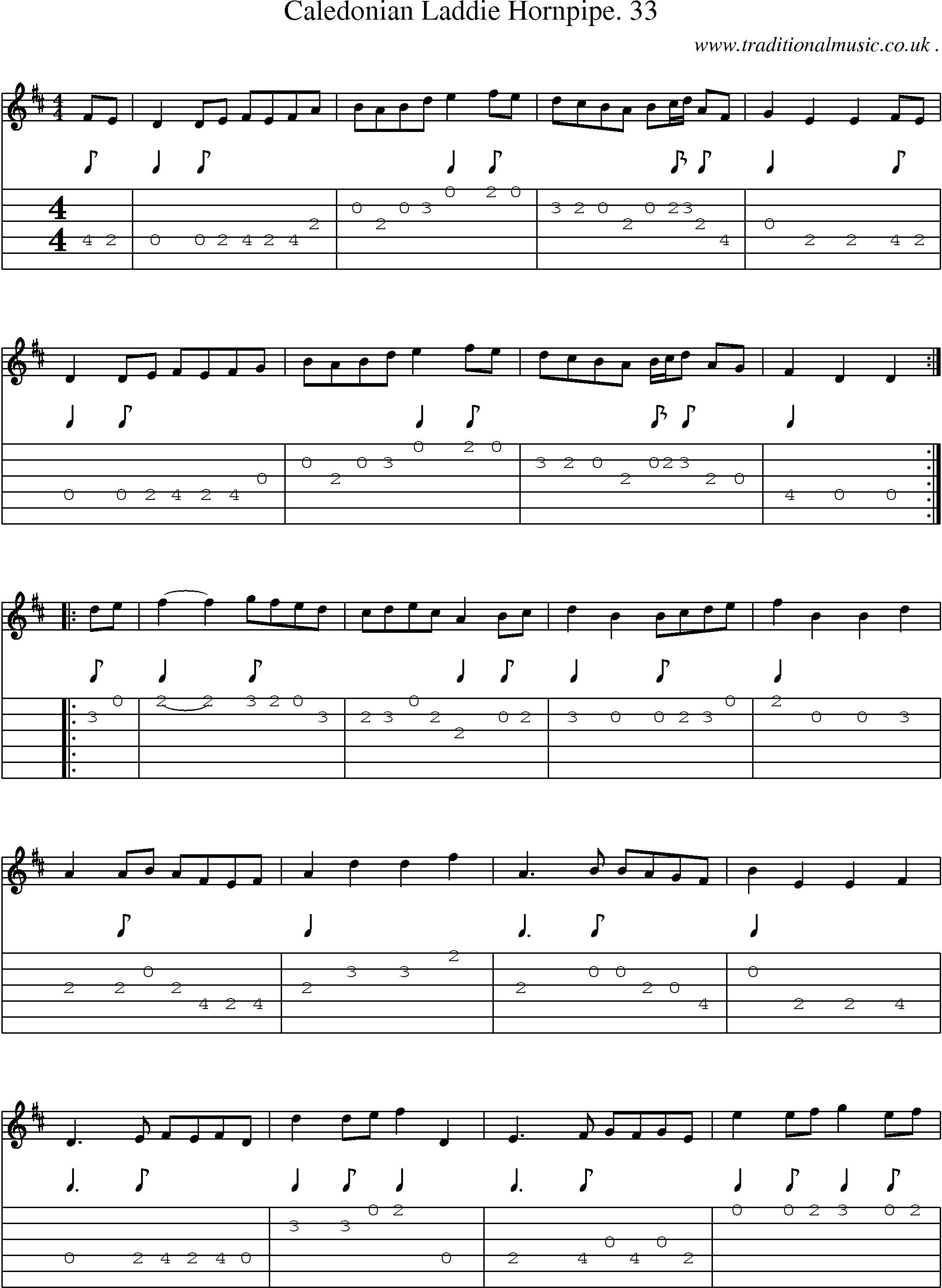 Sheet-Music and Guitar Tabs for Caledonian Laddie Hornpipe 33