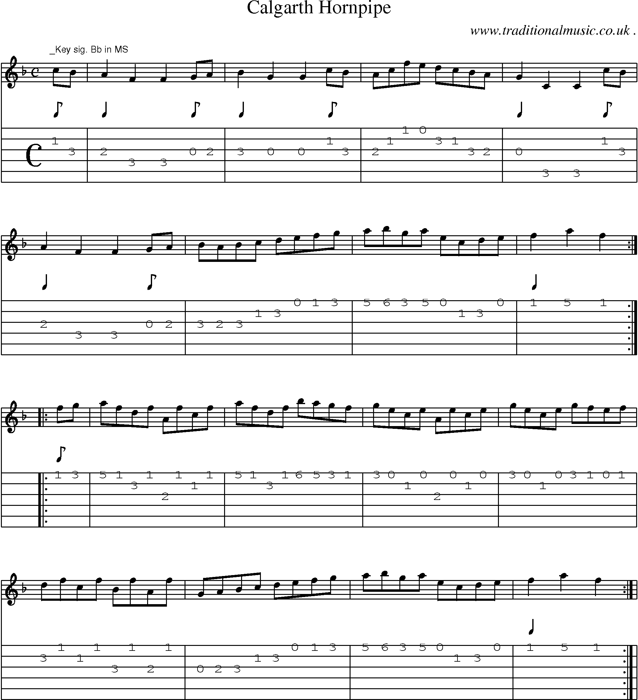 Sheet-Music and Guitar Tabs for Calgarth Hornpipe