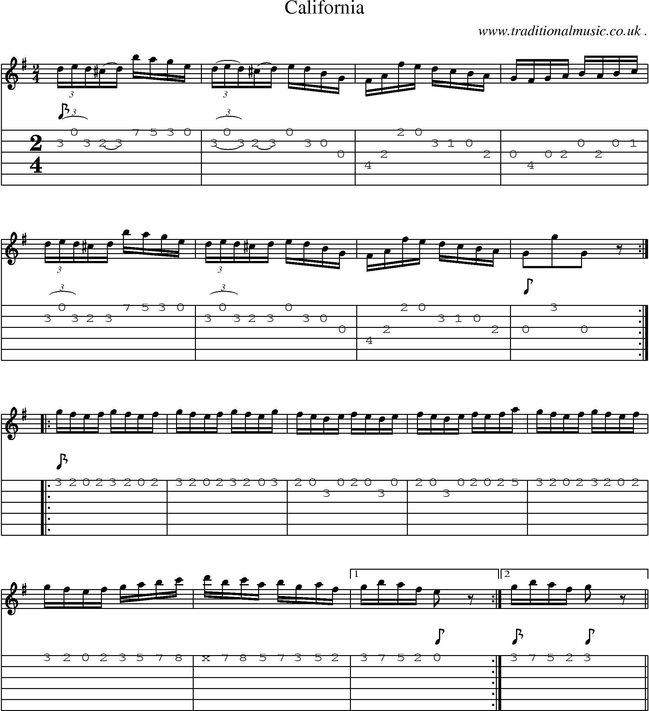 Sheet-Music and Guitar Tabs for California