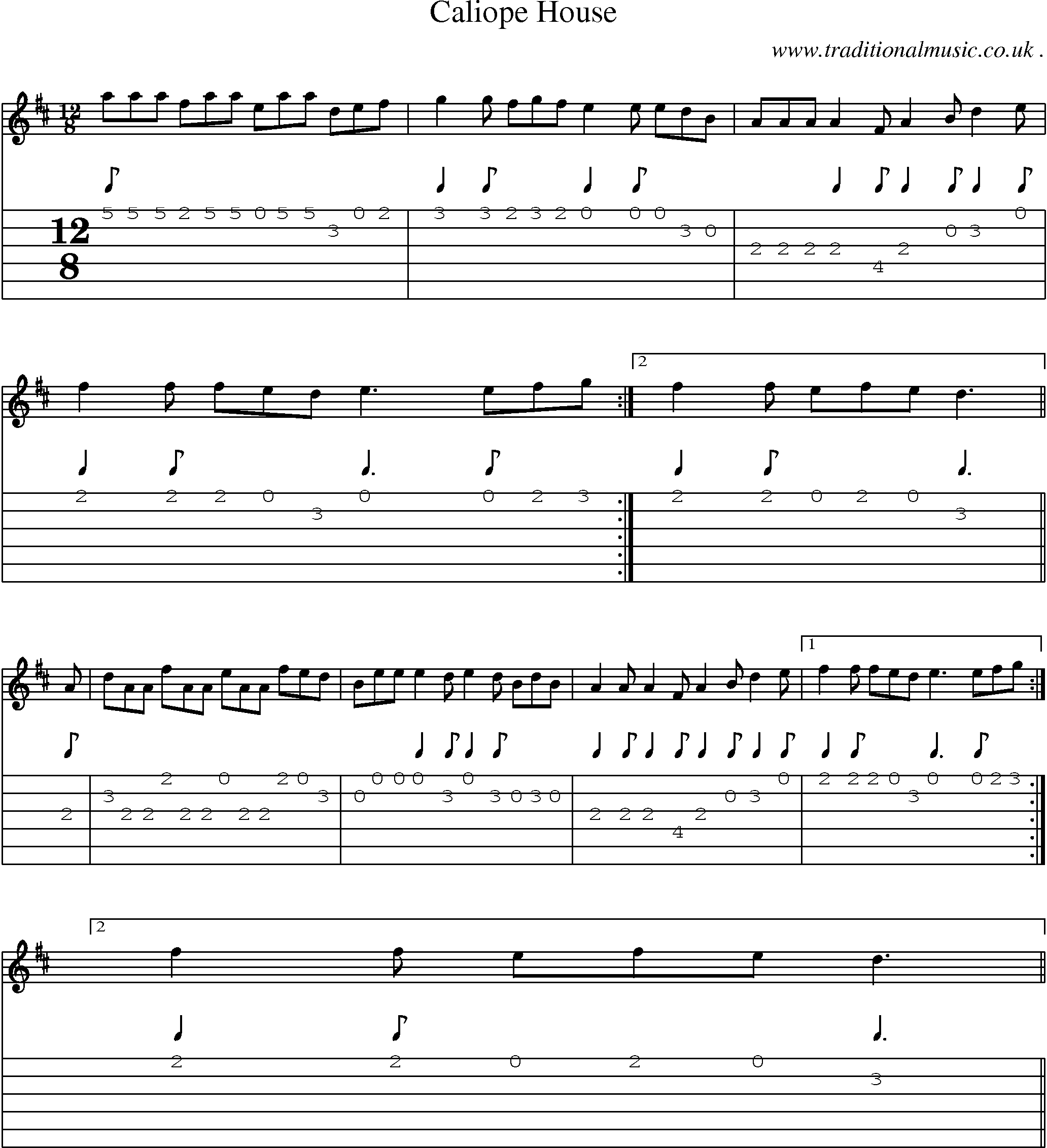 Sheet-Music and Guitar Tabs for Caliope House
