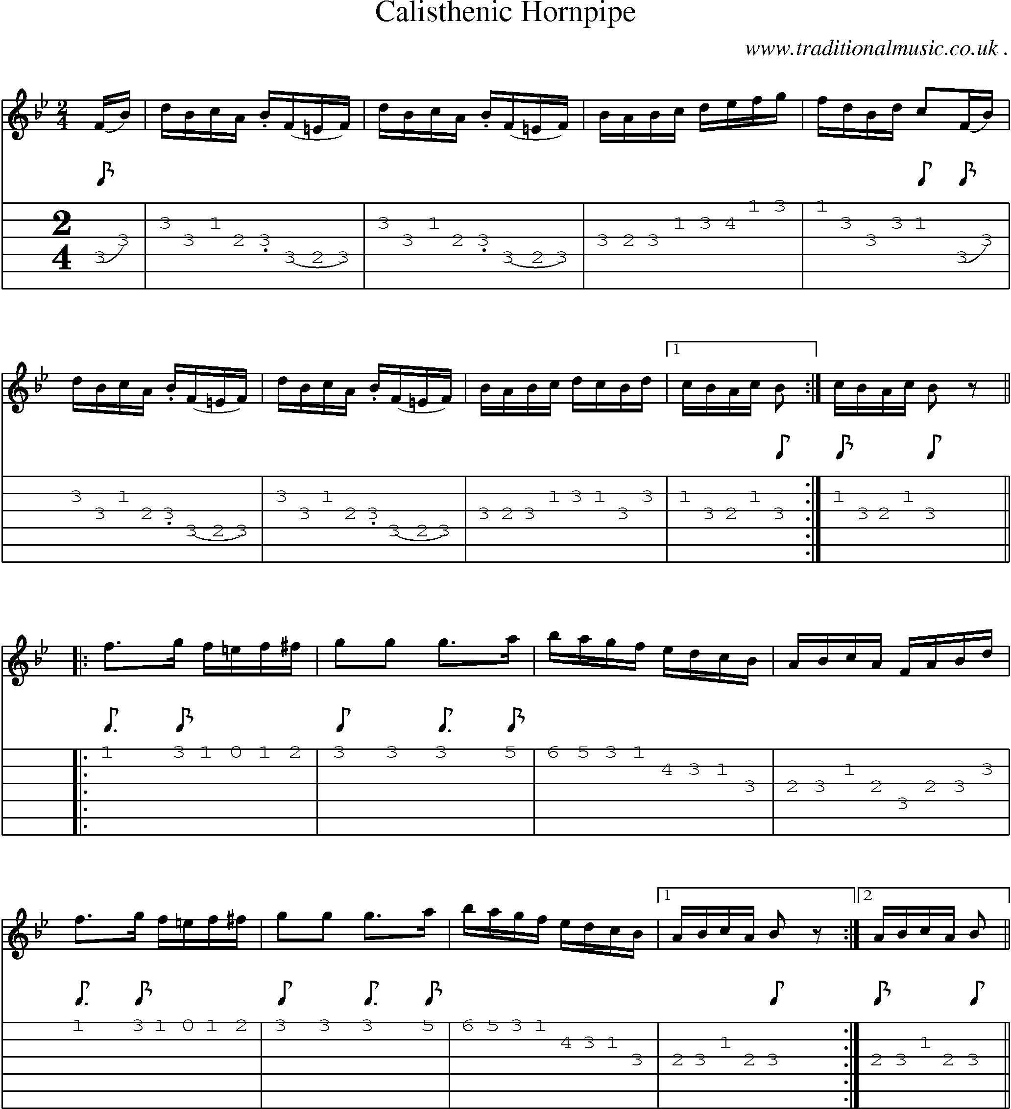 Sheet-Music and Guitar Tabs for Calisthenic Hornpipe
