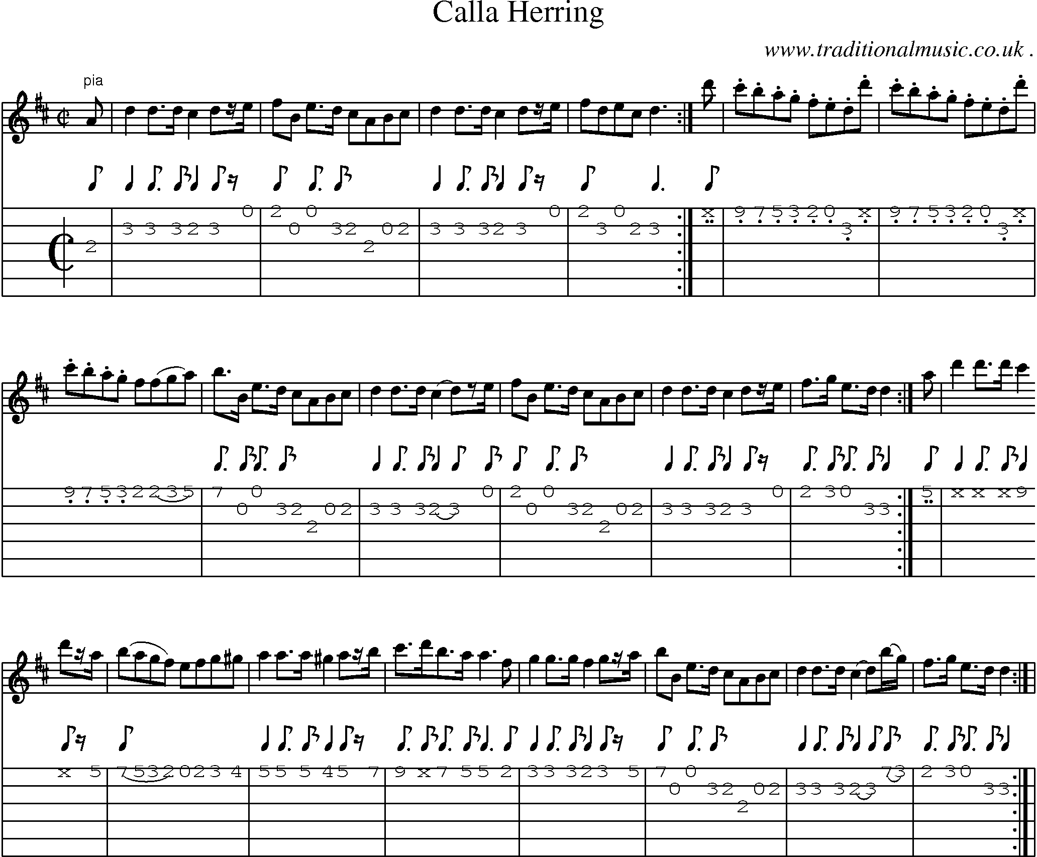 Sheet-Music and Guitar Tabs for Calla Herring
