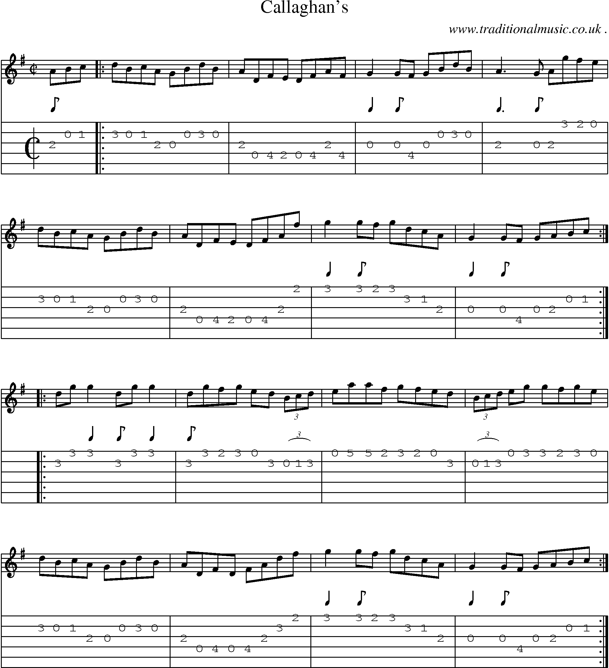 Sheet-Music and Guitar Tabs for Callaghans