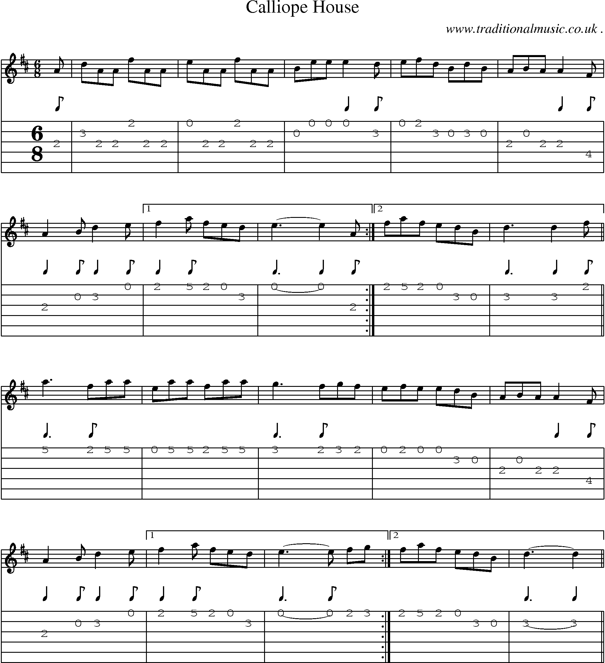 Sheet-Music and Guitar Tabs for Calliope House