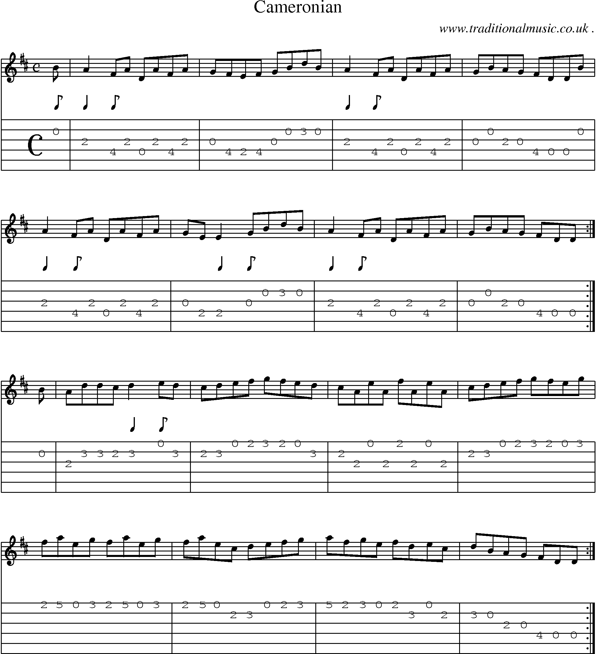 Sheet-Music and Guitar Tabs for Cameronian