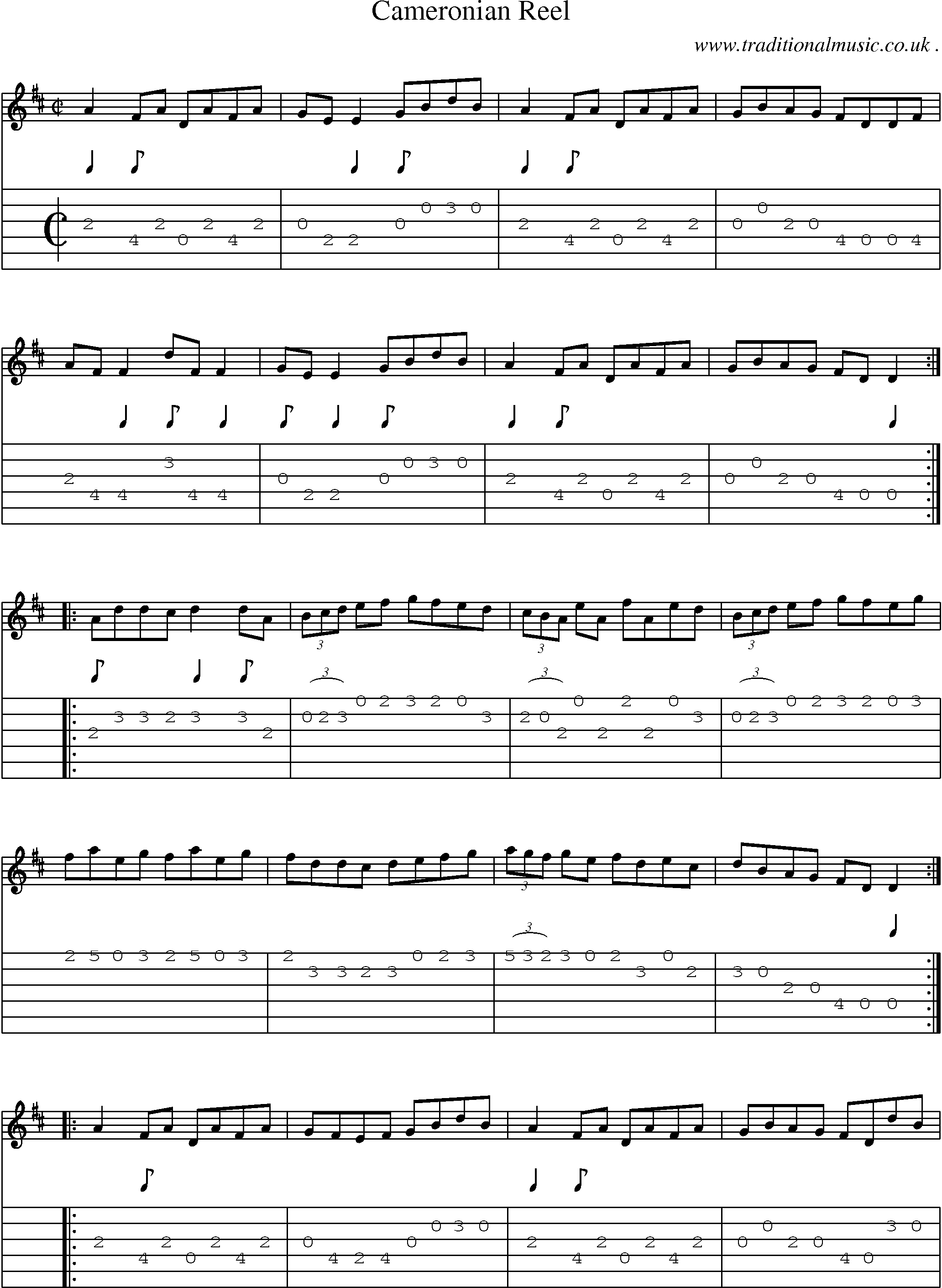 Sheet-Music and Guitar Tabs for Cameronian Reel