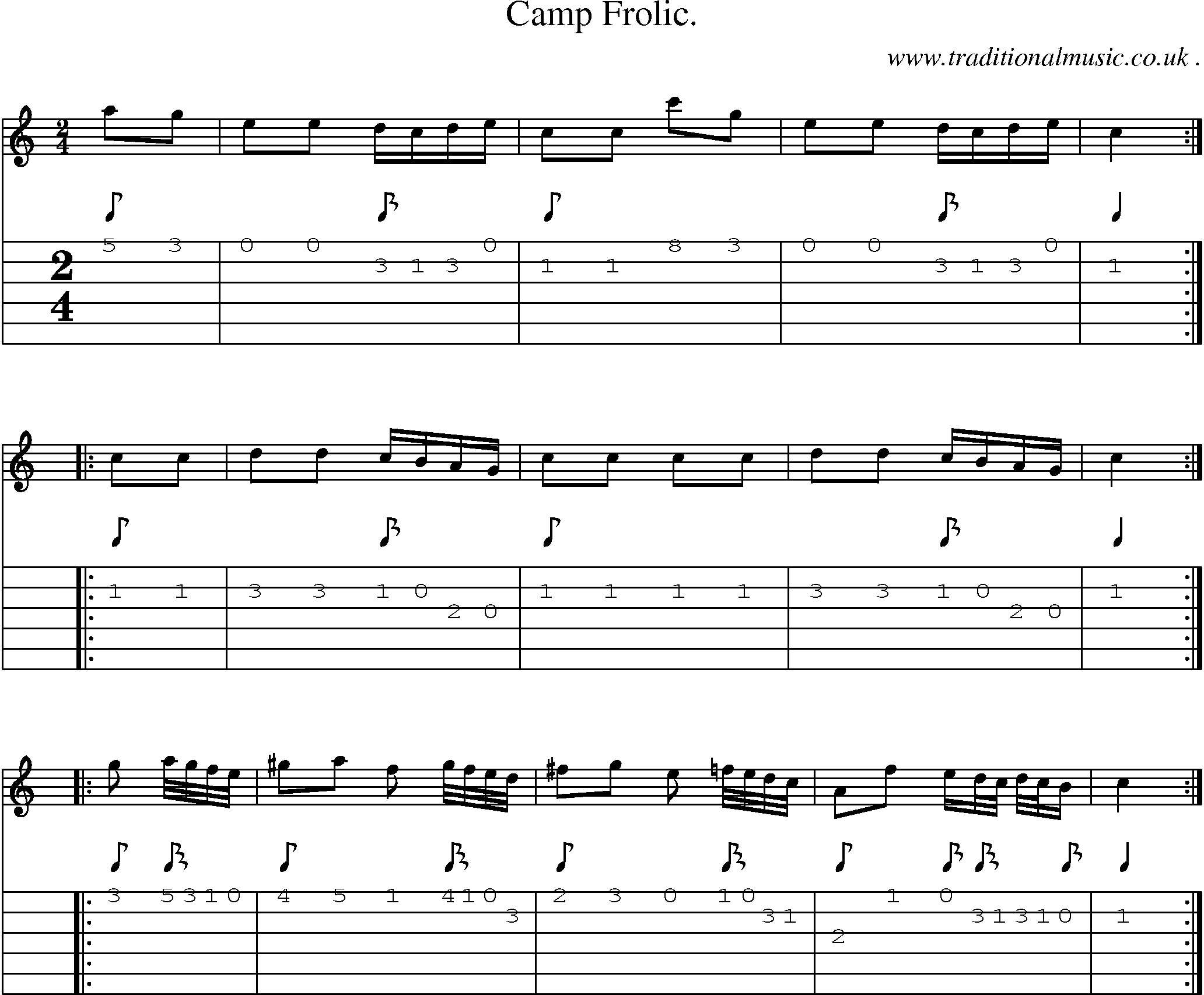 Sheet-Music and Guitar Tabs for Camp Frolic