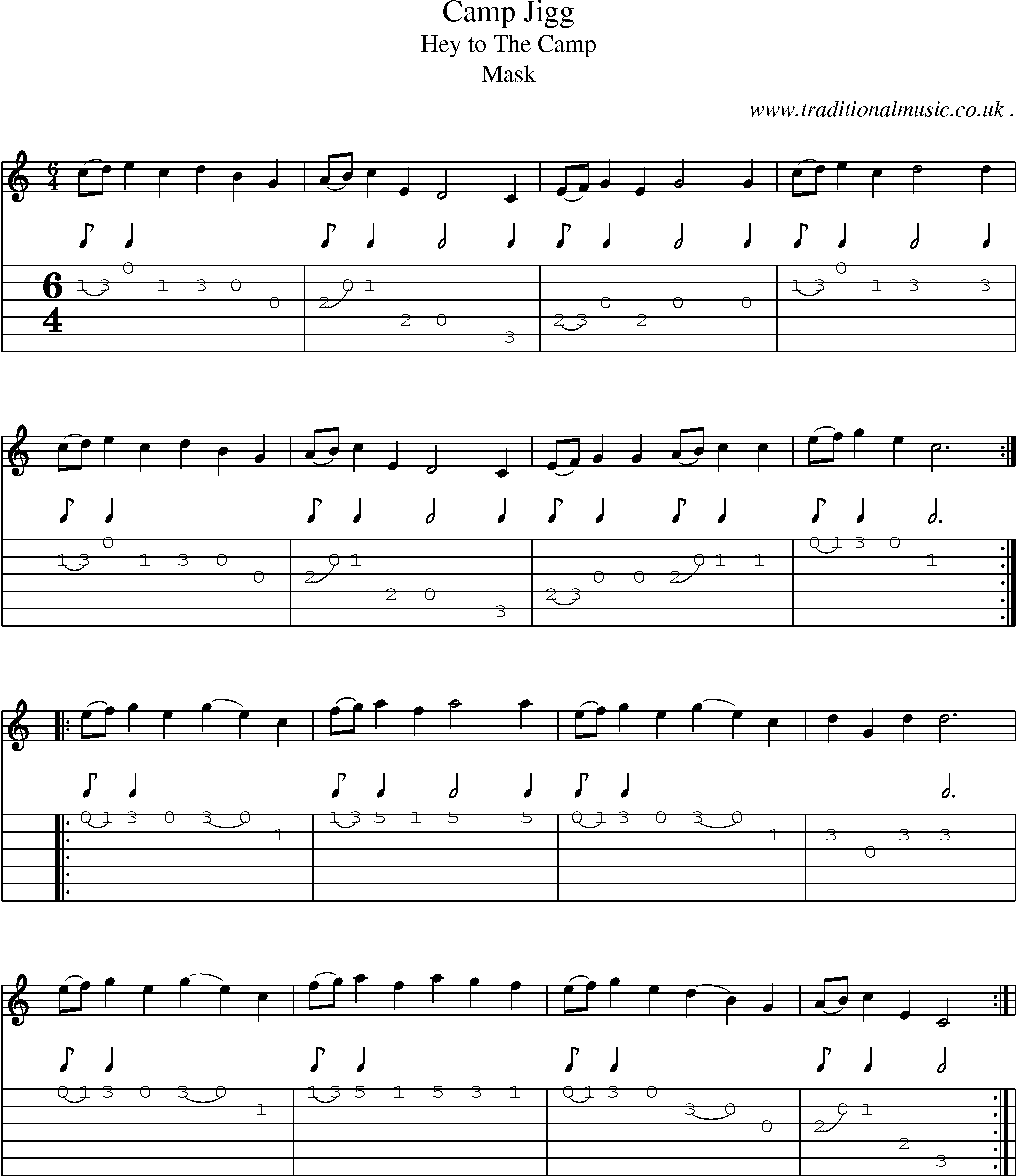 Sheet-Music and Guitar Tabs for Camp Jigg
