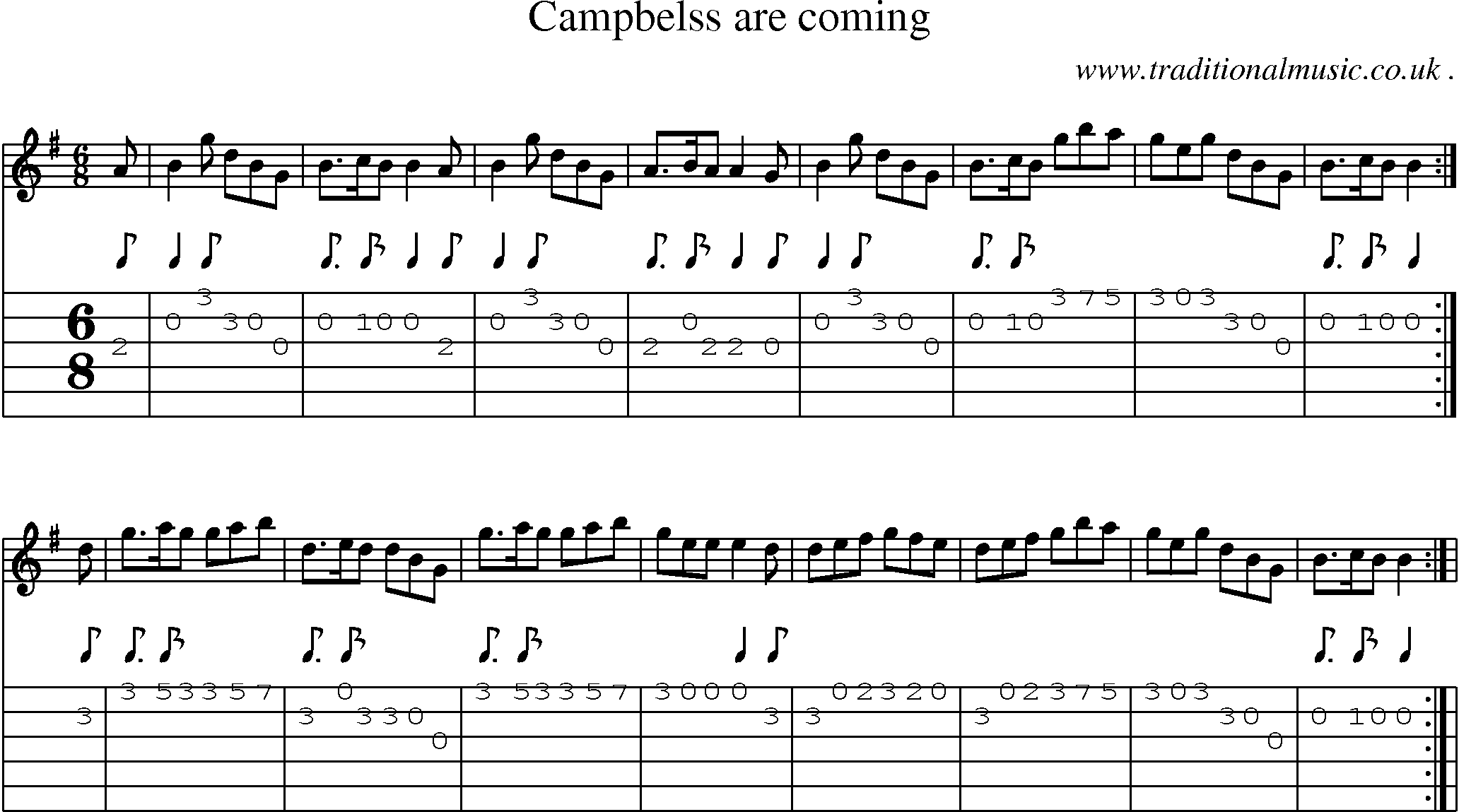 Sheet-Music and Guitar Tabs for Campbelss Are Coming