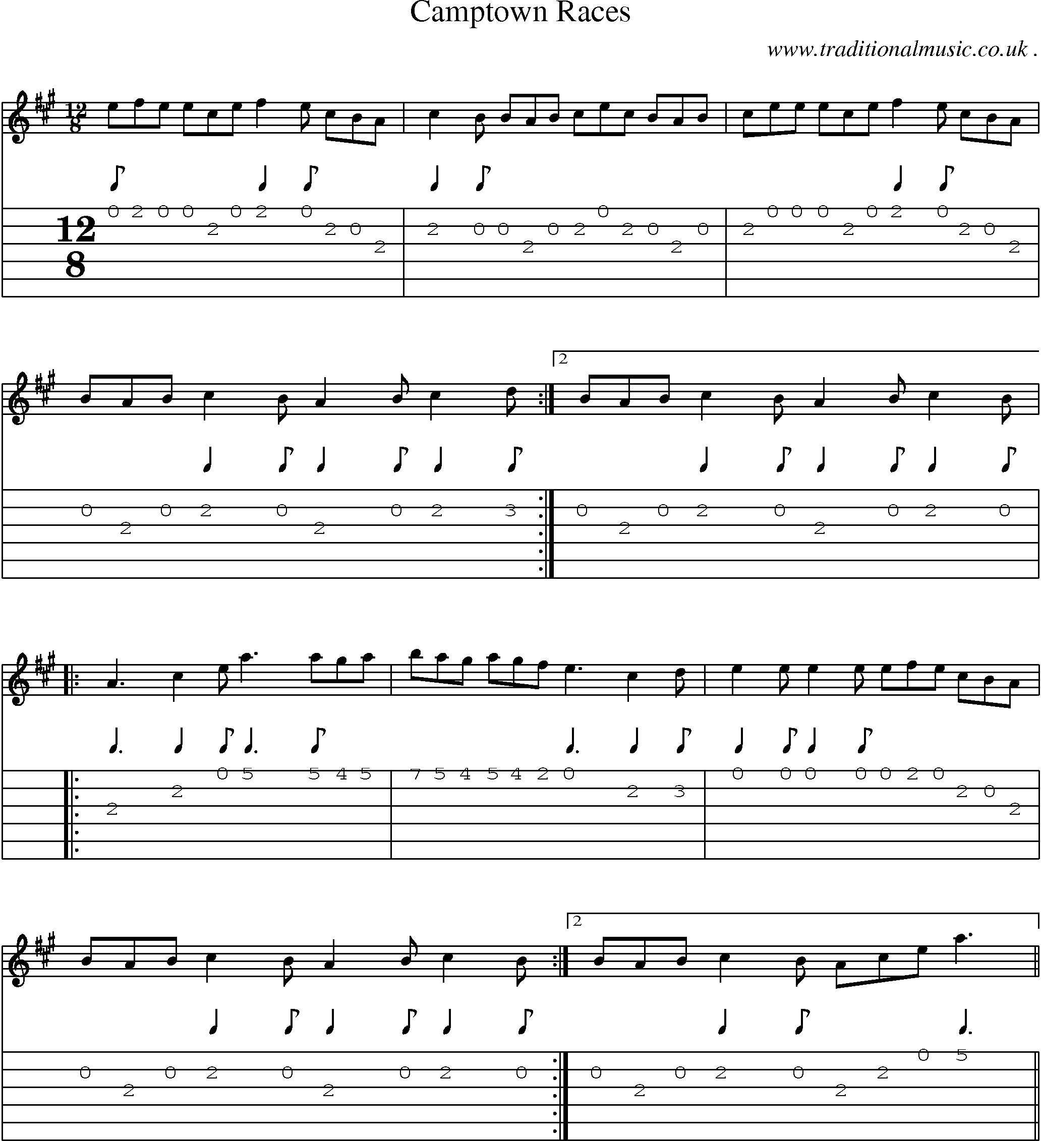 Sheet-Music and Guitar Tabs for Camptown Races