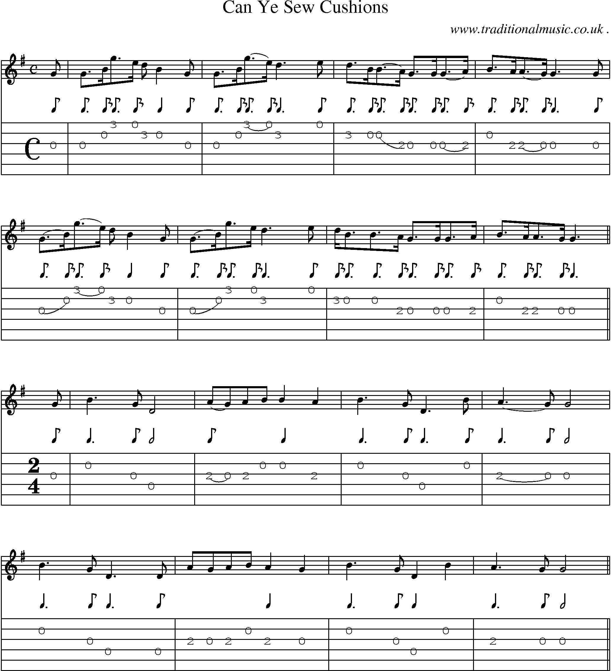 Sheet-Music and Guitar Tabs for Can Ye Sew Cushions