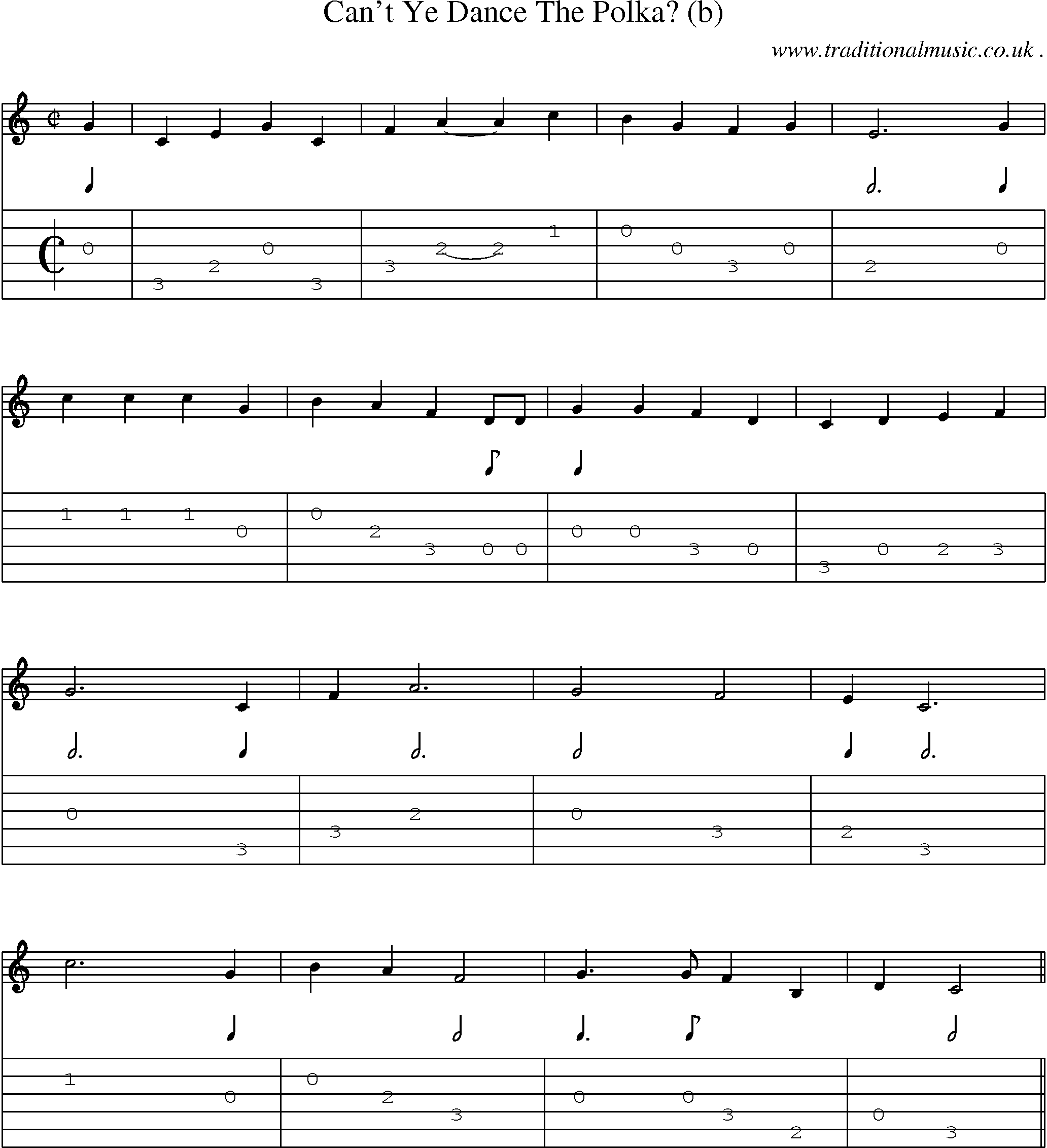 Sheet-Music and Guitar Tabs for Cant Ye Dance The Polka (b)