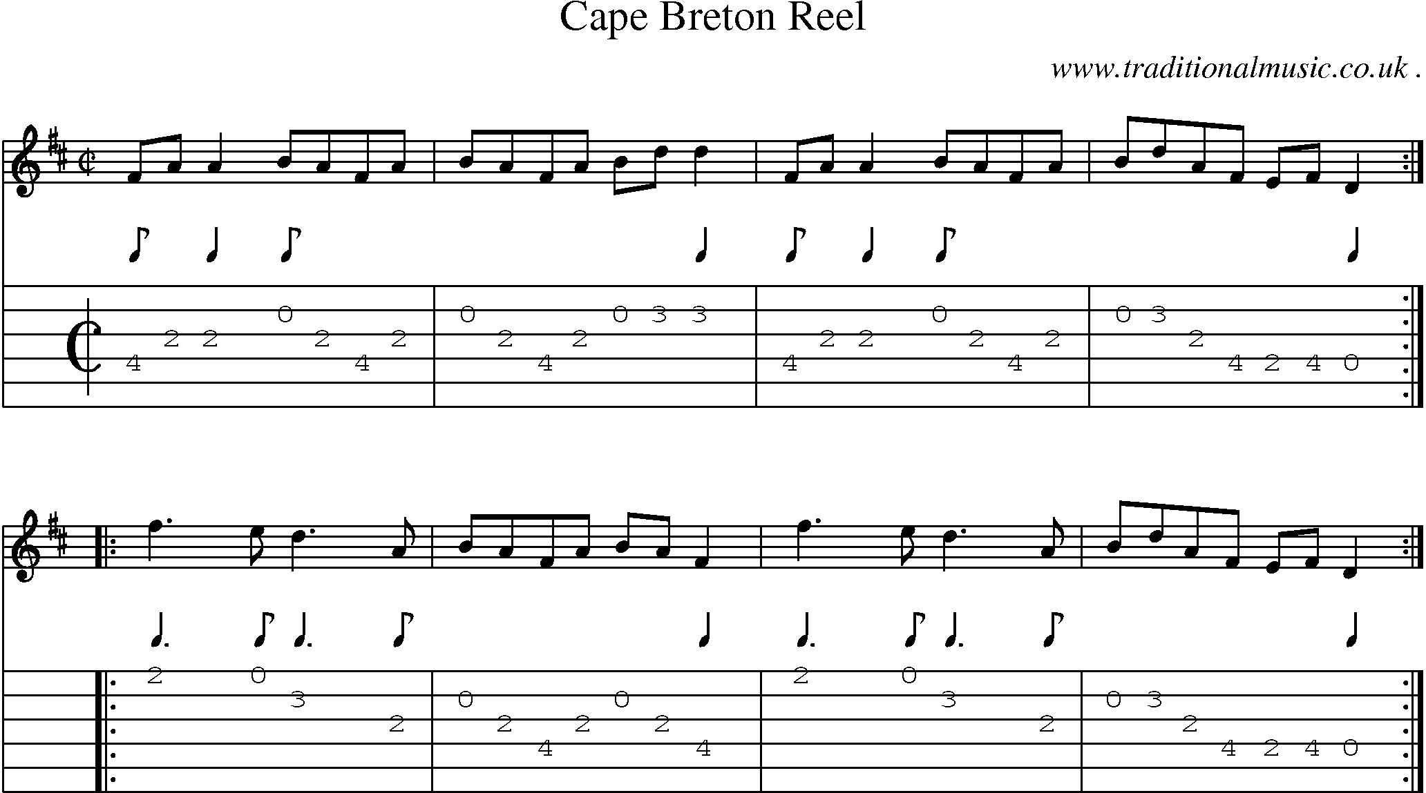 Sheet-Music and Guitar Tabs for Cape Breton Reel