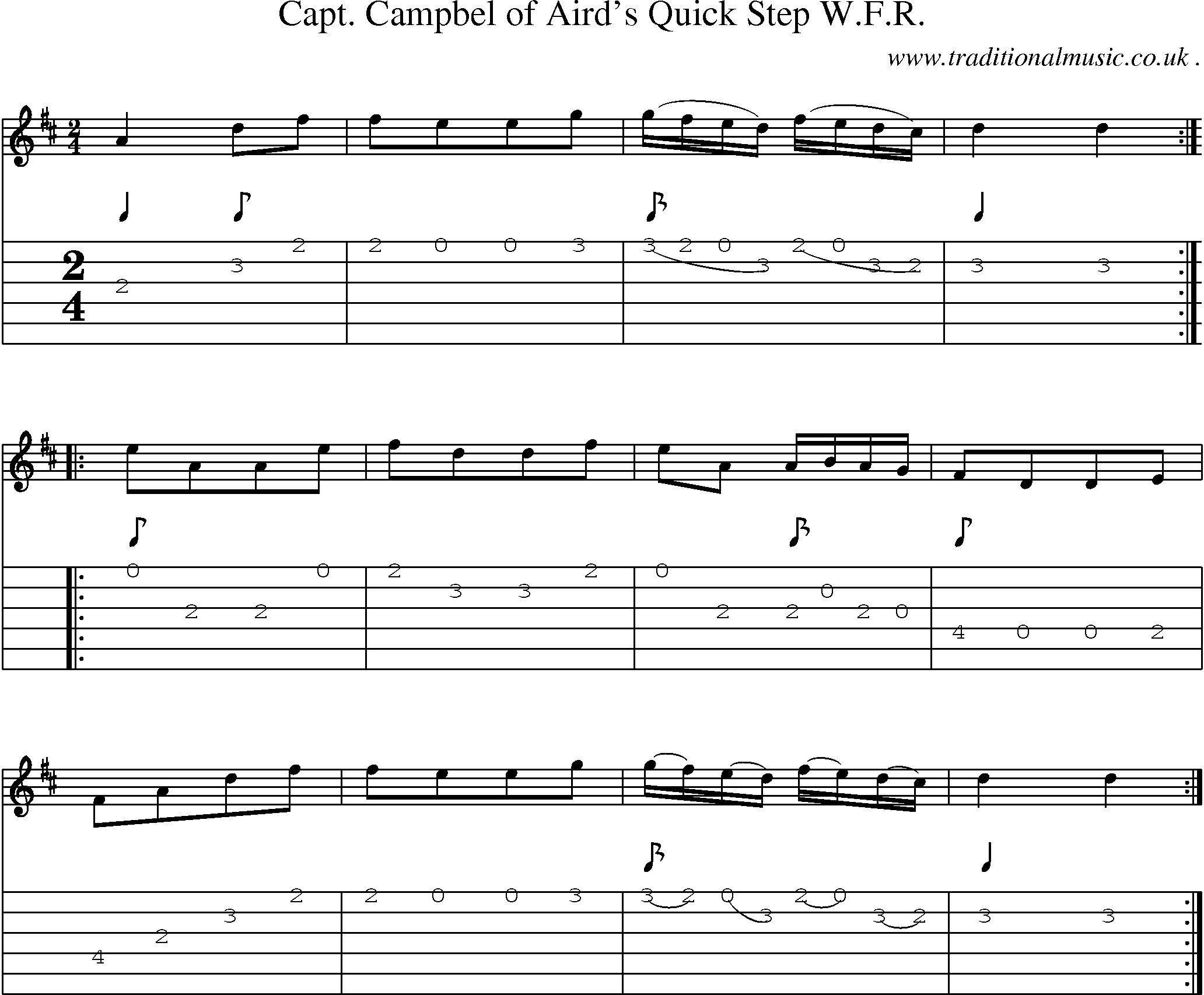 Sheet-Music and Guitar Tabs for Capt Campbel Of Airds Quick Step Wfr