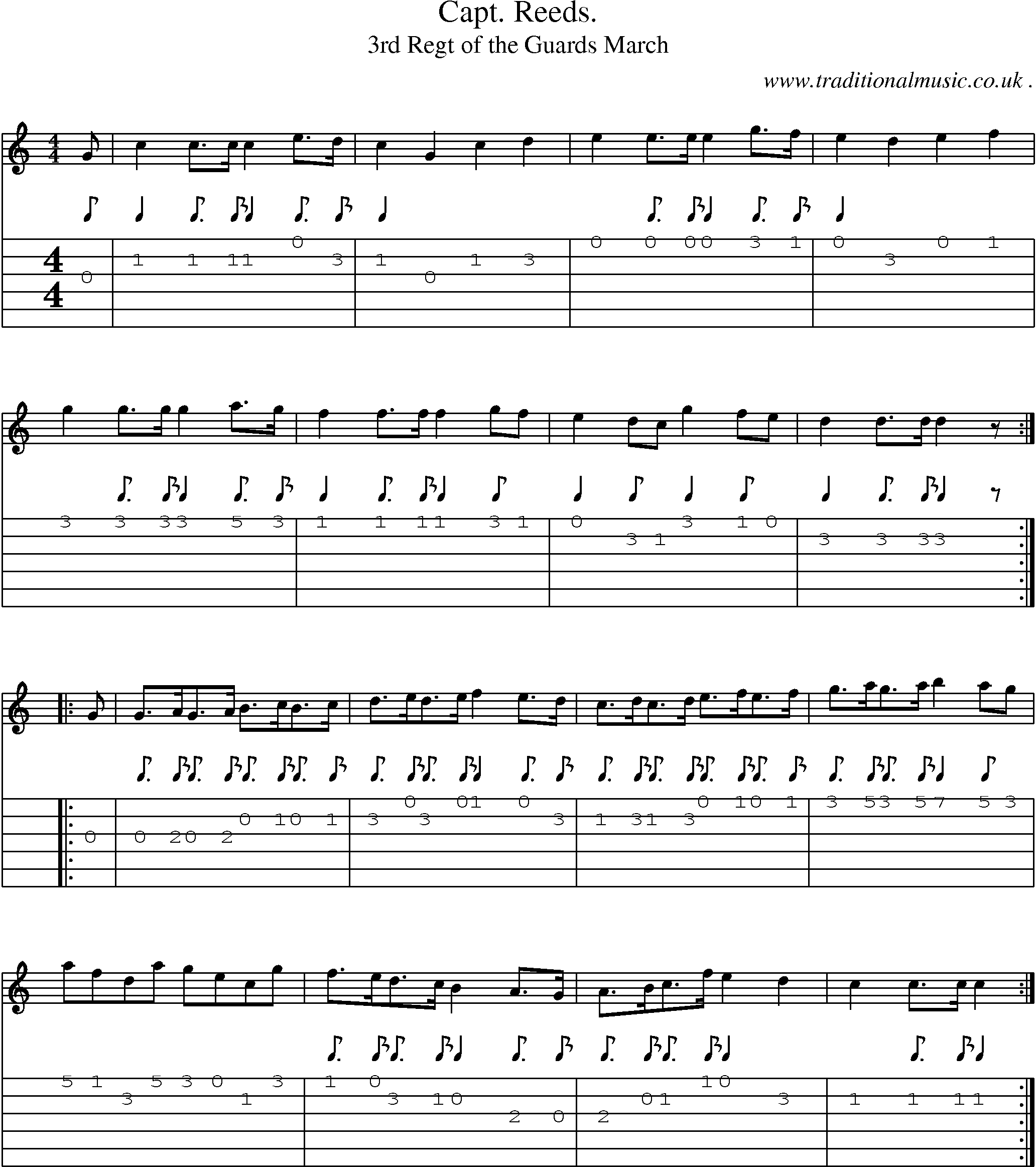 Sheet-Music and Guitar Tabs for Capt Reeds