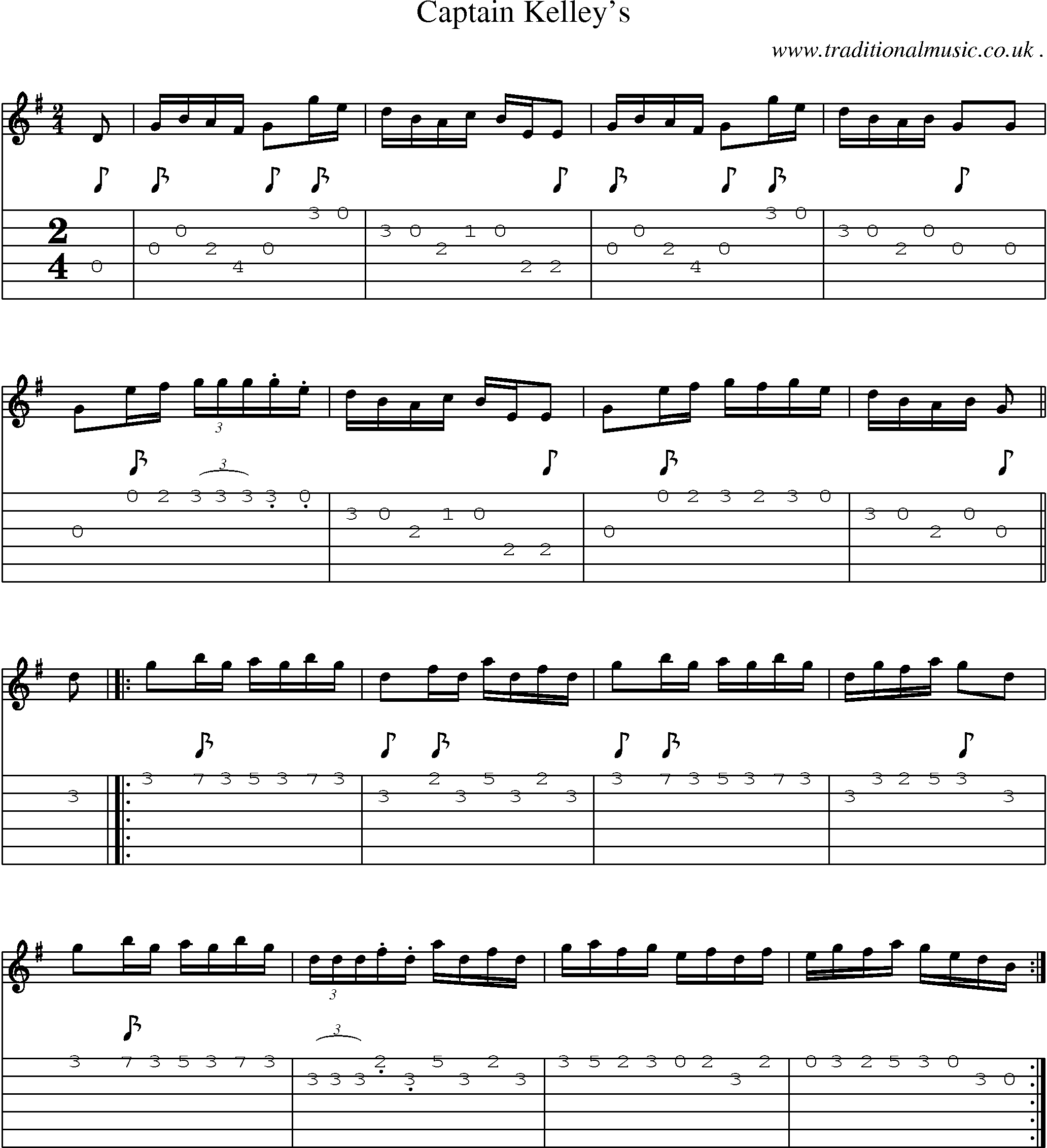 Sheet-Music and Guitar Tabs for Captain Kelleys