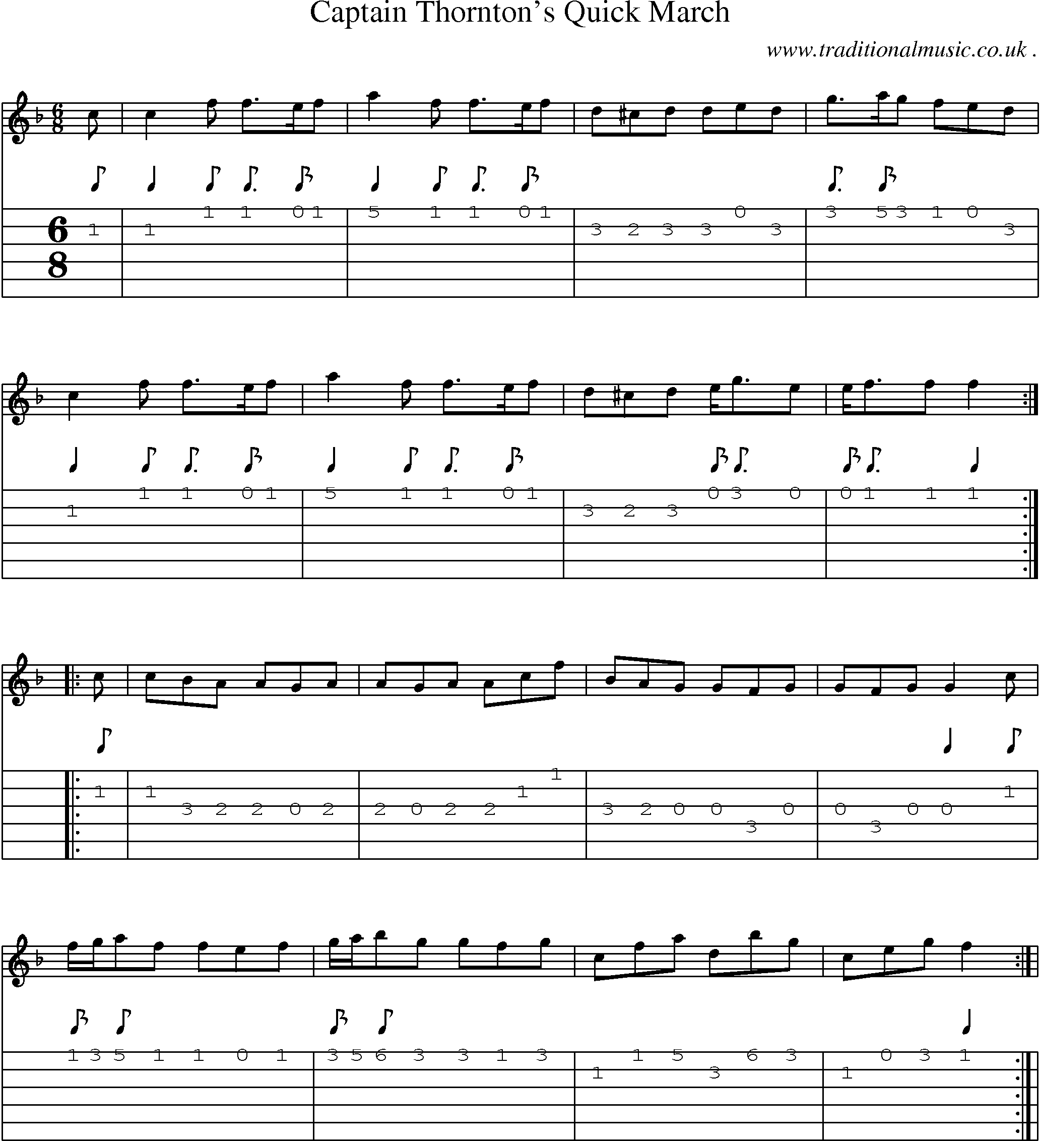 Sheet-Music and Guitar Tabs for Captain Thorntons Quick March