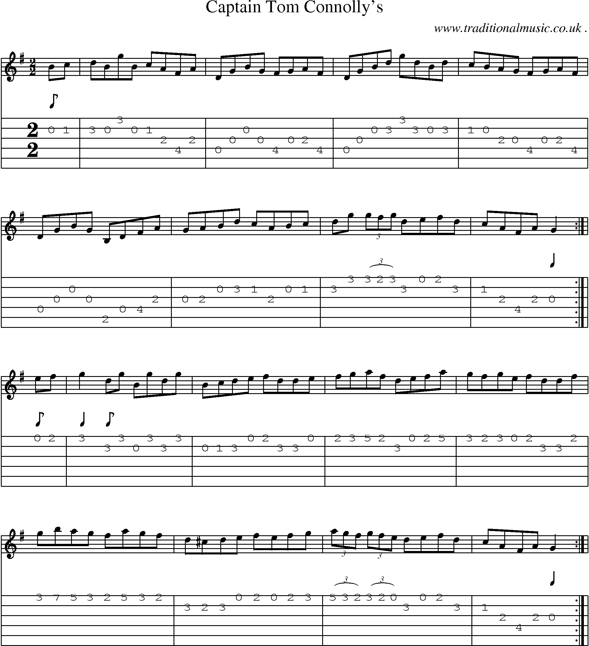 Sheet-Music and Guitar Tabs for Captain Tom Connollys