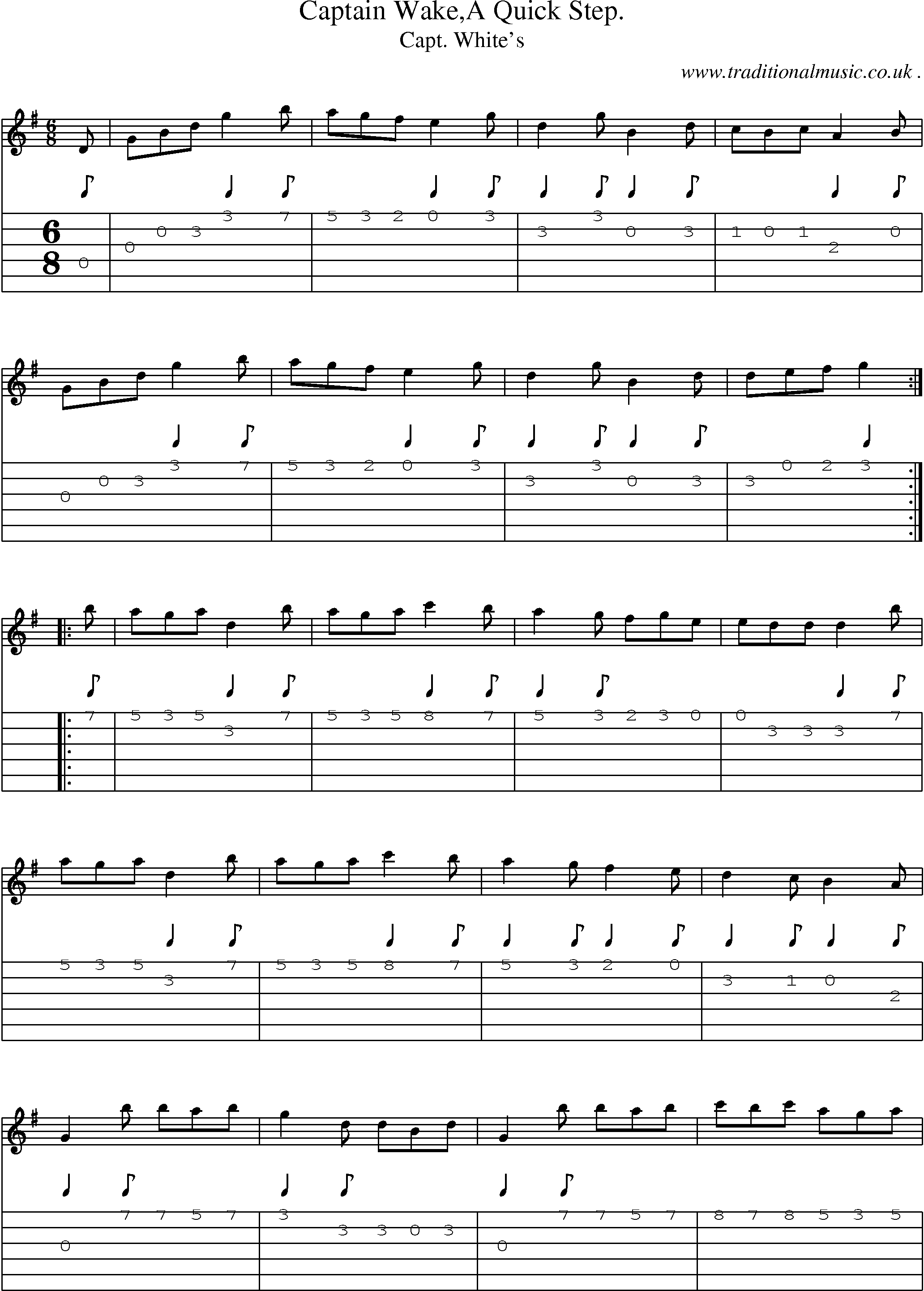 Sheet-Music and Guitar Tabs for Captain Wakea Quick Step