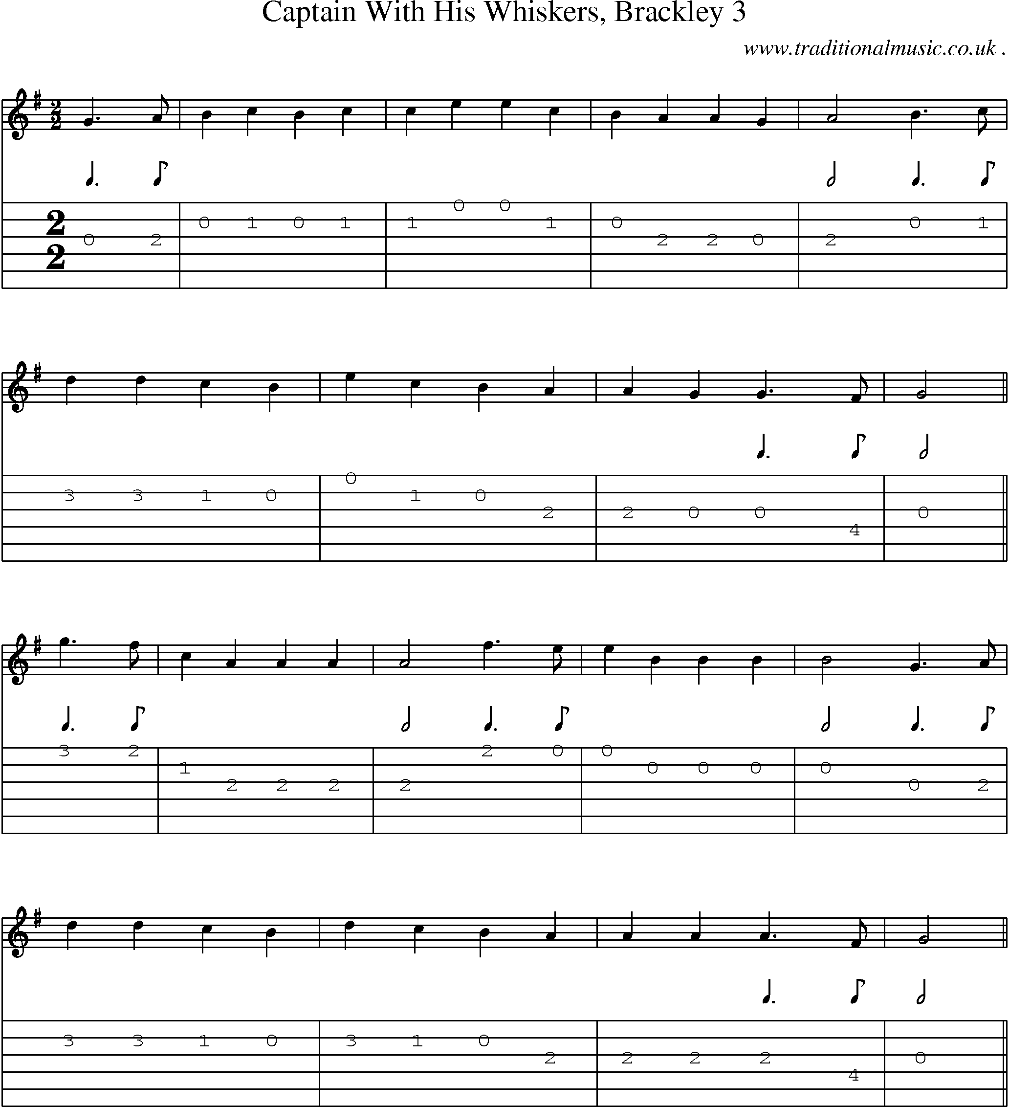 Sheet-Music and Guitar Tabs for Captain With His Whiskers Brackley 3