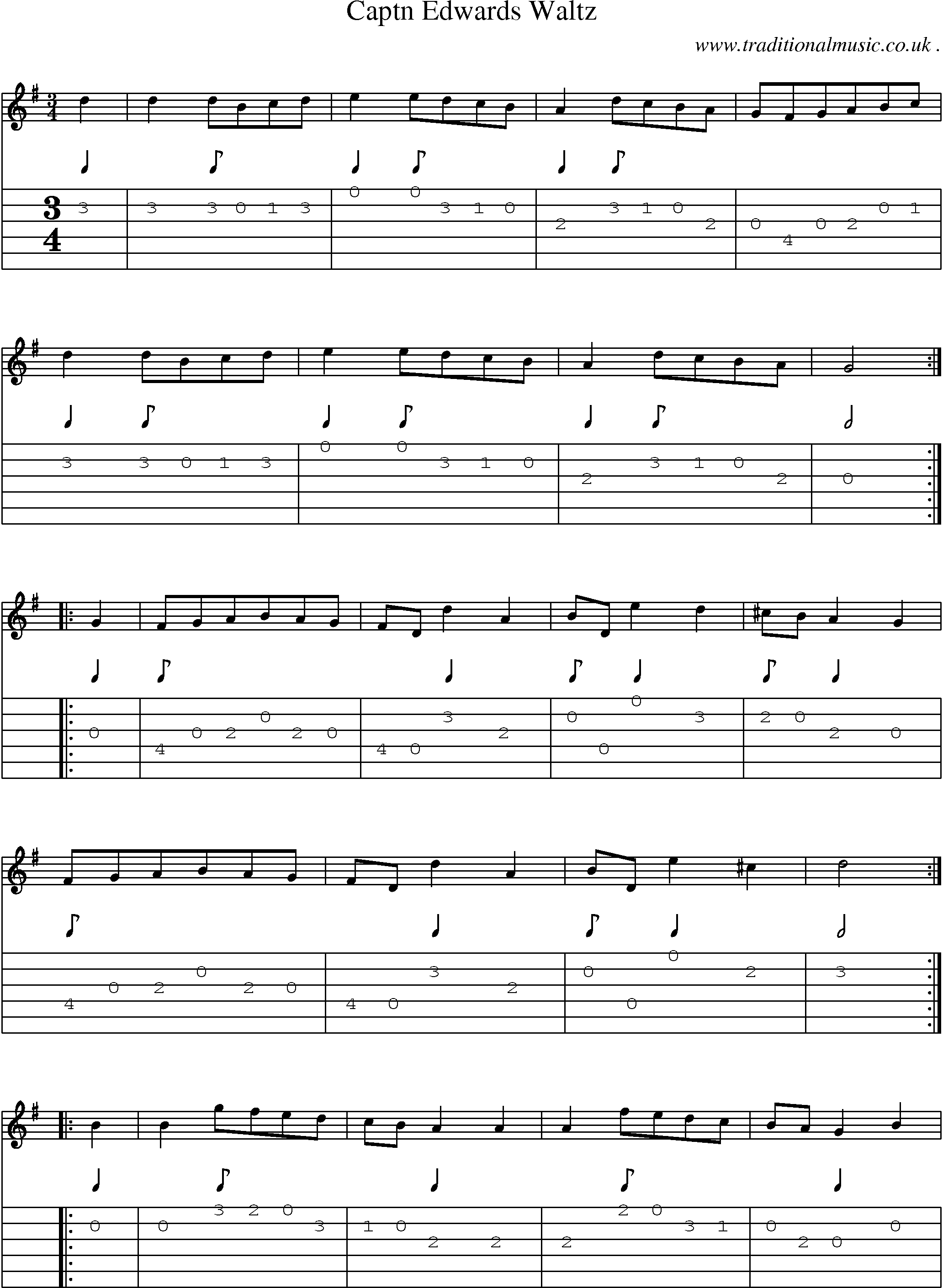 Sheet-Music and Guitar Tabs for Captn Edwards Waltz