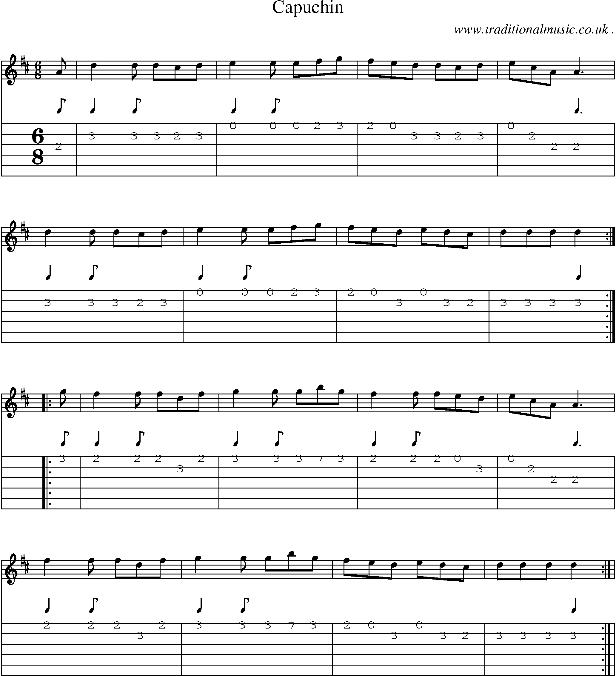 Sheet-Music and Guitar Tabs for Capuchin