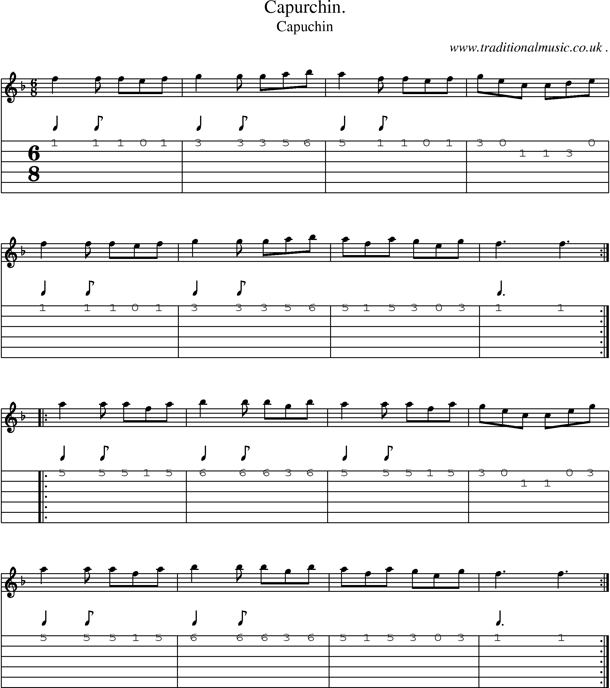 Sheet-Music and Guitar Tabs for Capurchin