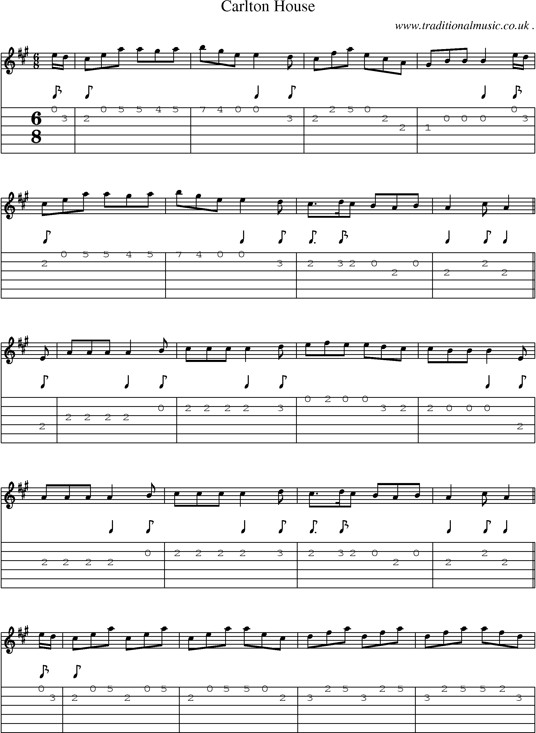Sheet-Music and Guitar Tabs for Carlton House