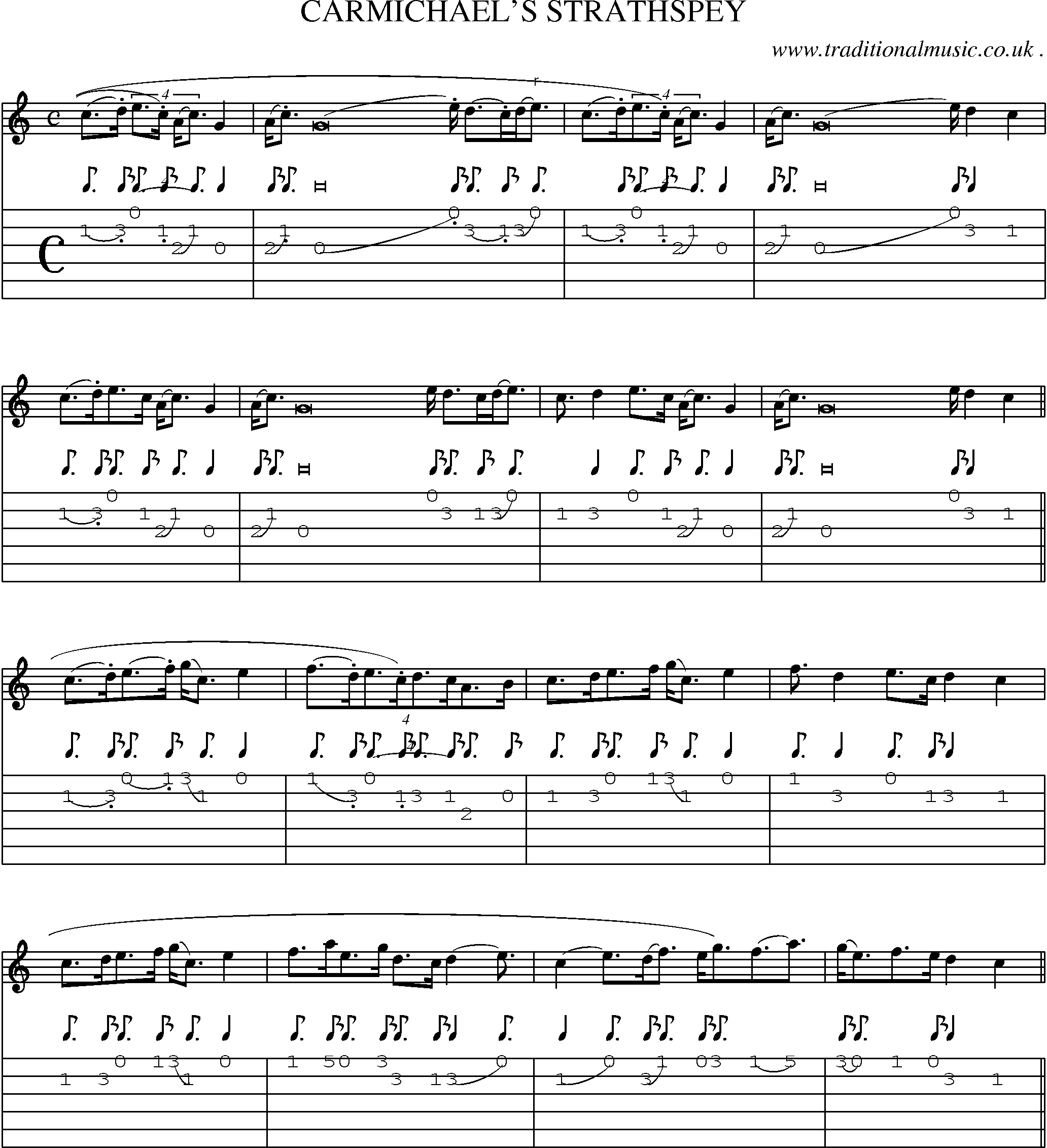 Sheet-Music and Guitar Tabs for Carmichaels Strathspey
