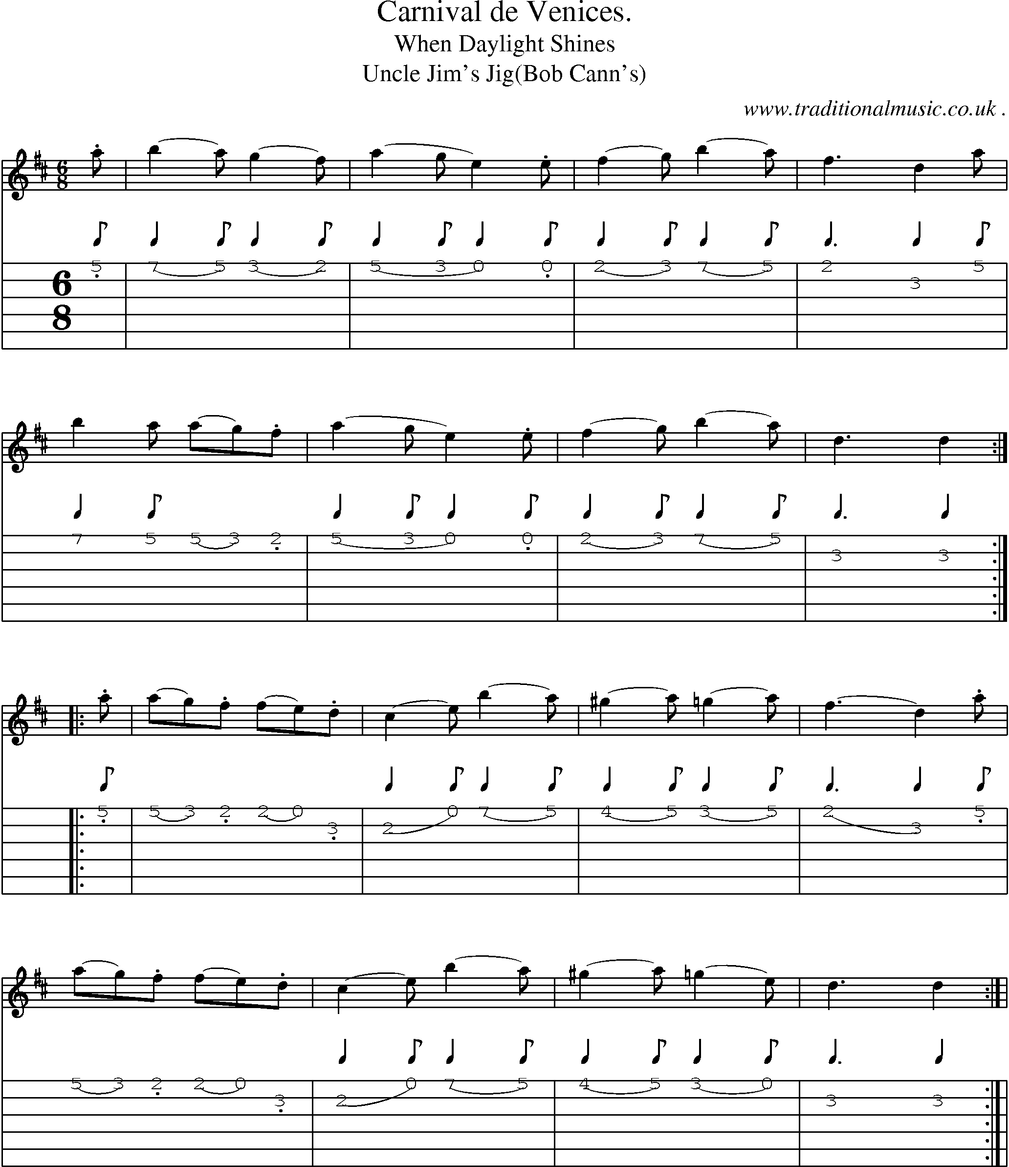 Sheet-Music and Guitar Tabs for Carnival De Venices
