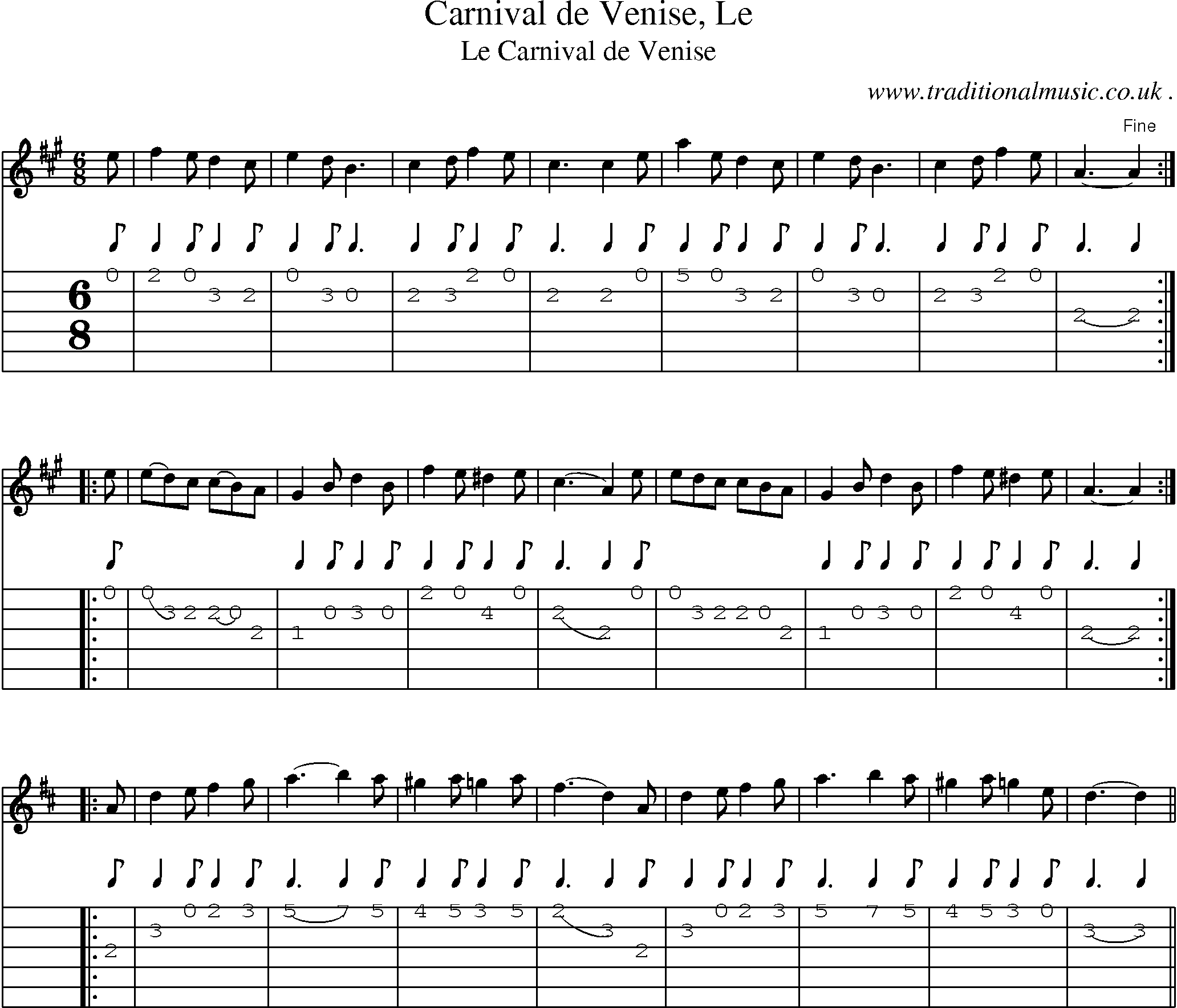 Sheet-Music and Guitar Tabs for Carnival De Venise Le