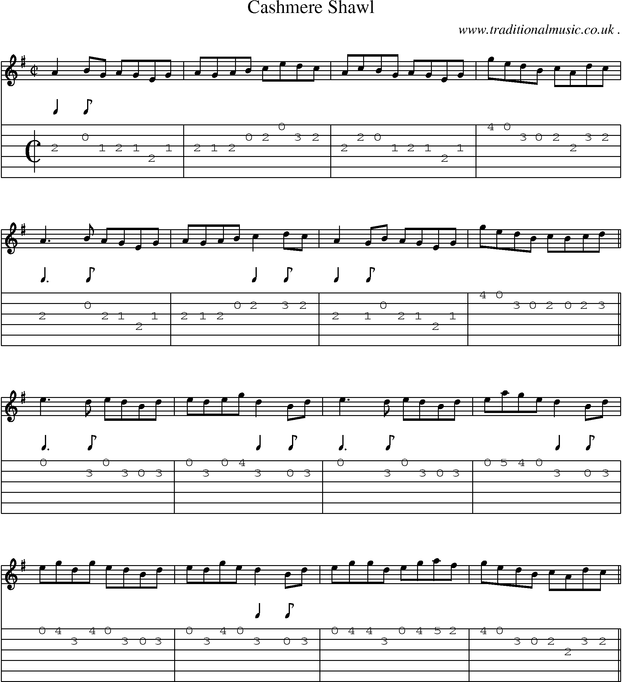 Sheet-Music and Guitar Tabs for Cashmere Shawl