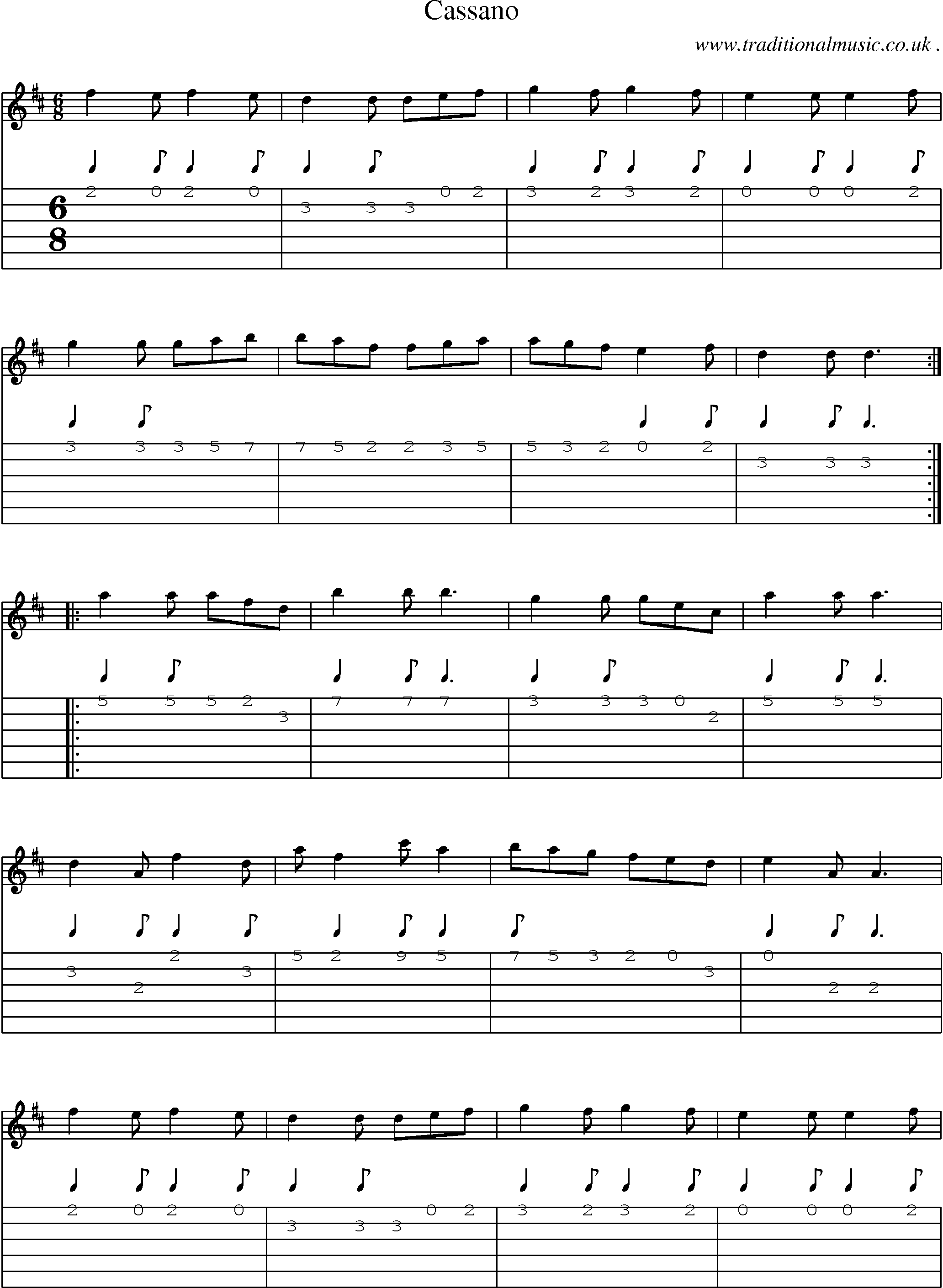 Sheet-Music and Guitar Tabs for Cassano