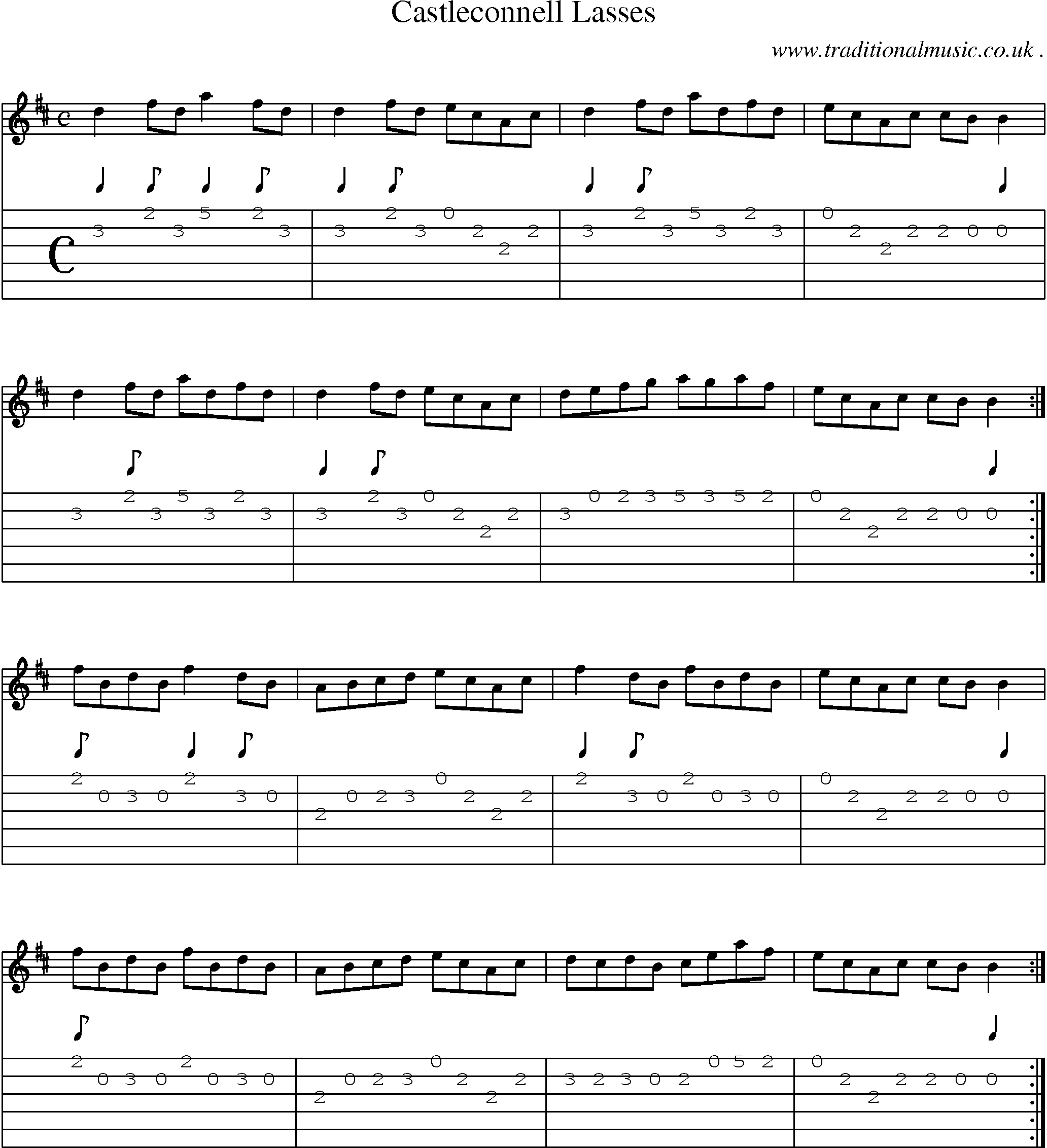 Sheet-Music and Guitar Tabs for Castleconnell Lasses