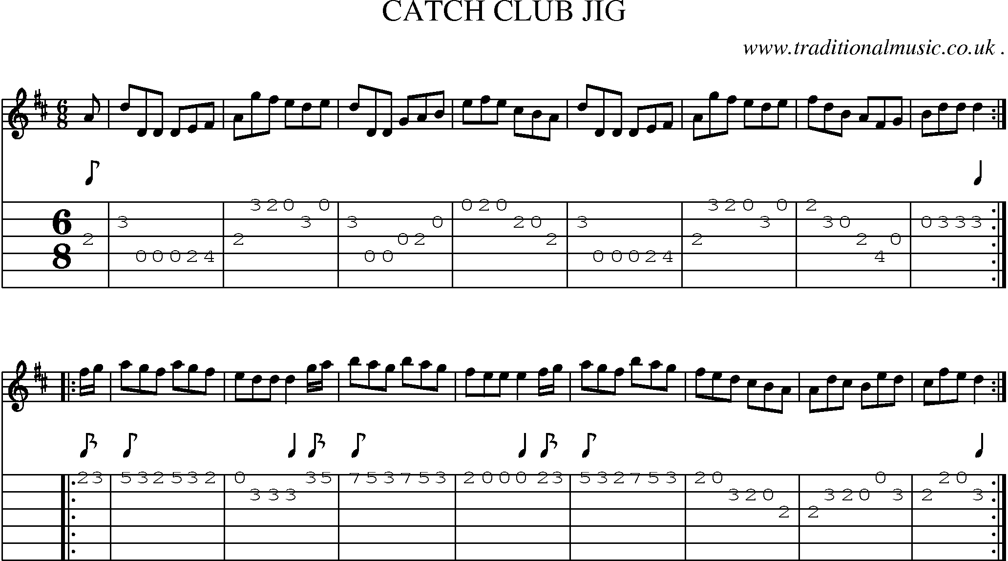 Sheet-Music and Guitar Tabs for Catch Club Jig