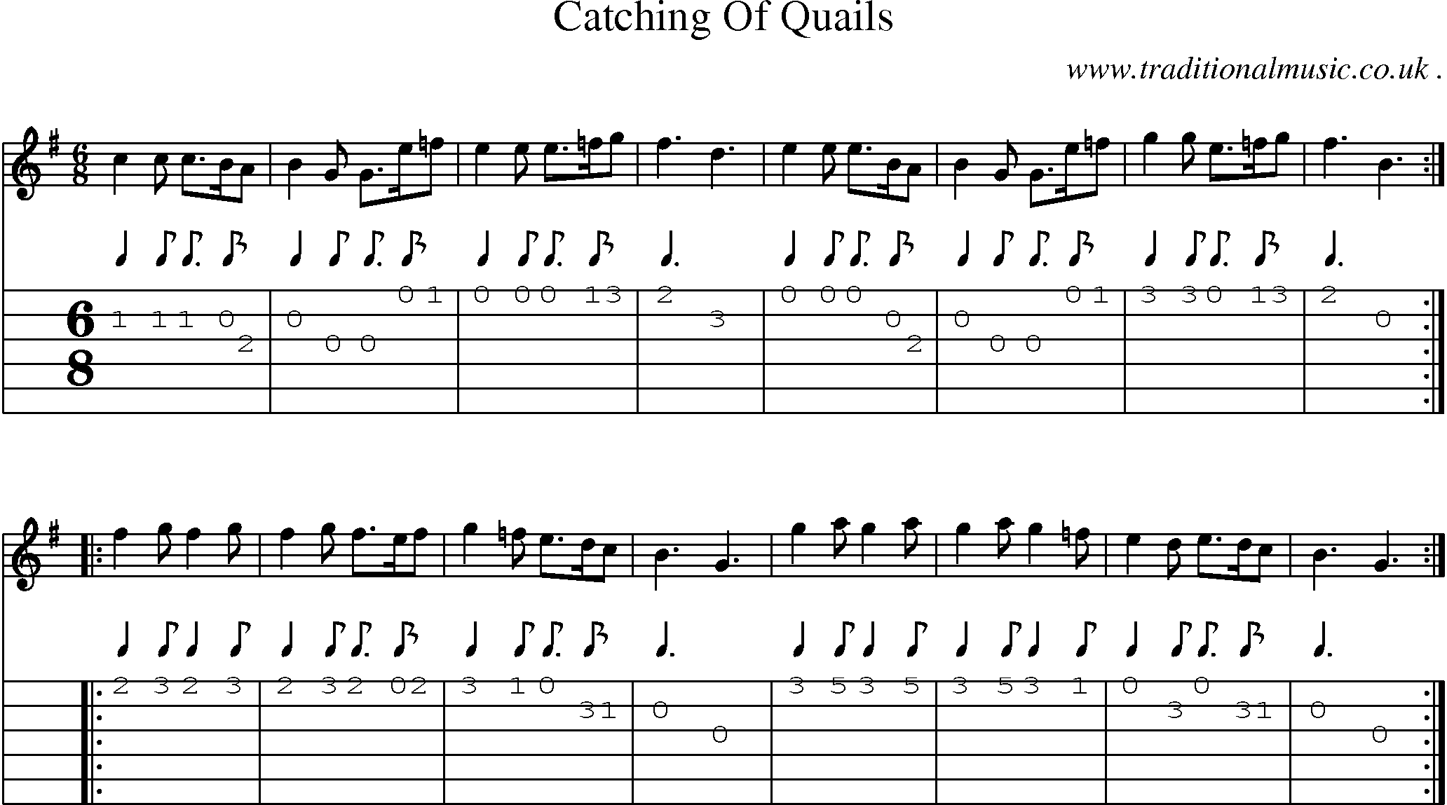Sheet-Music and Guitar Tabs for Catching Of Quails