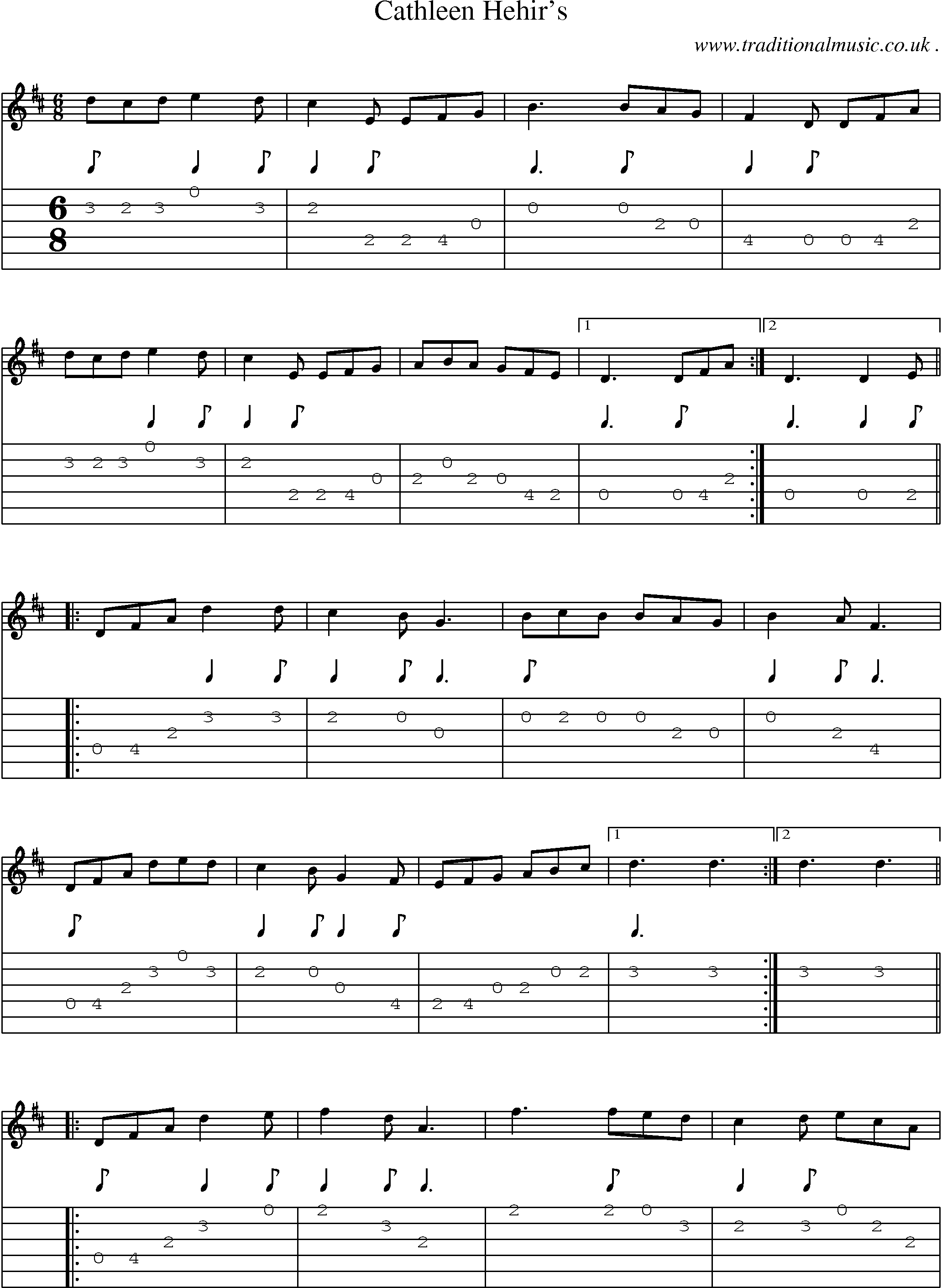 Sheet-Music and Guitar Tabs for Cathleen Hehirs