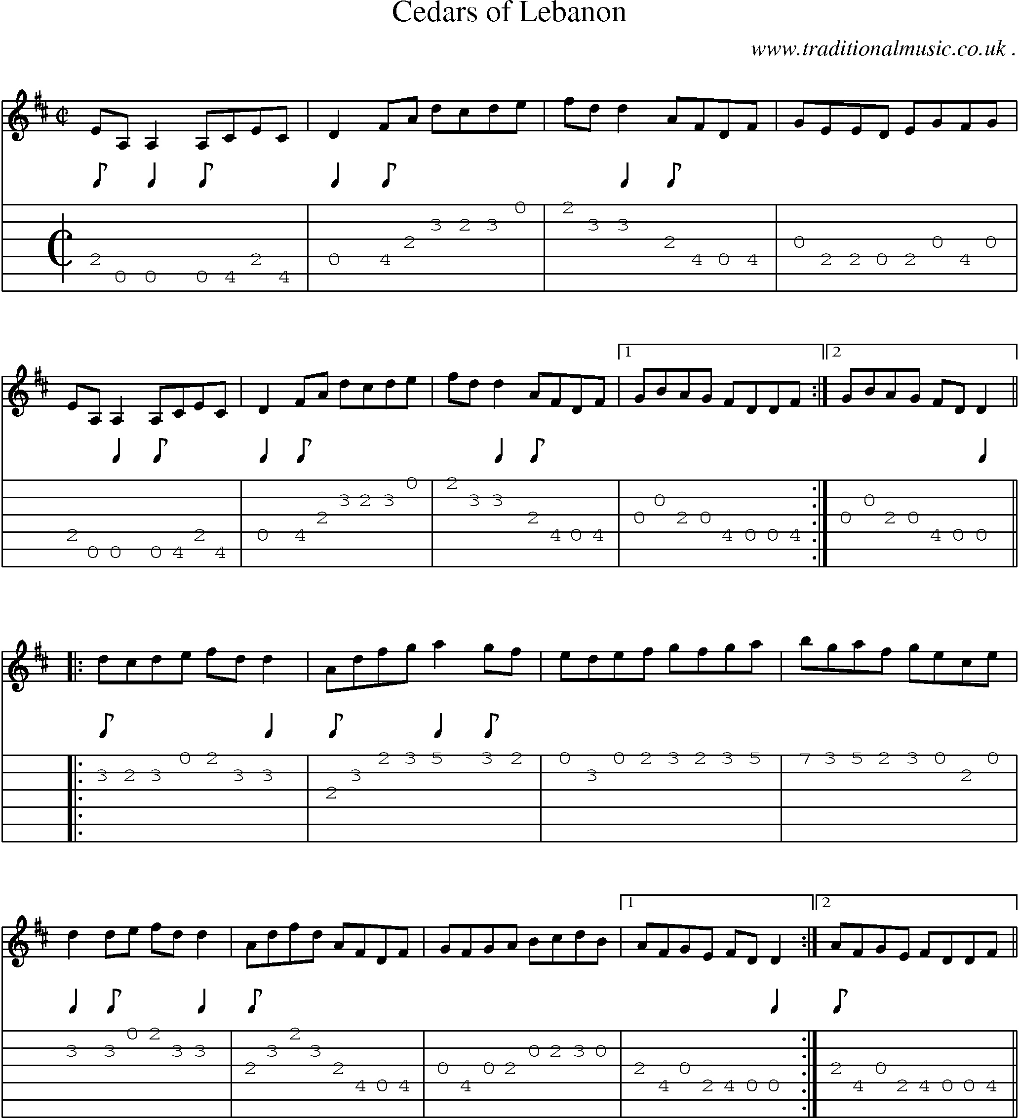 Sheet-Music and Guitar Tabs for Cedars Of Lebanon