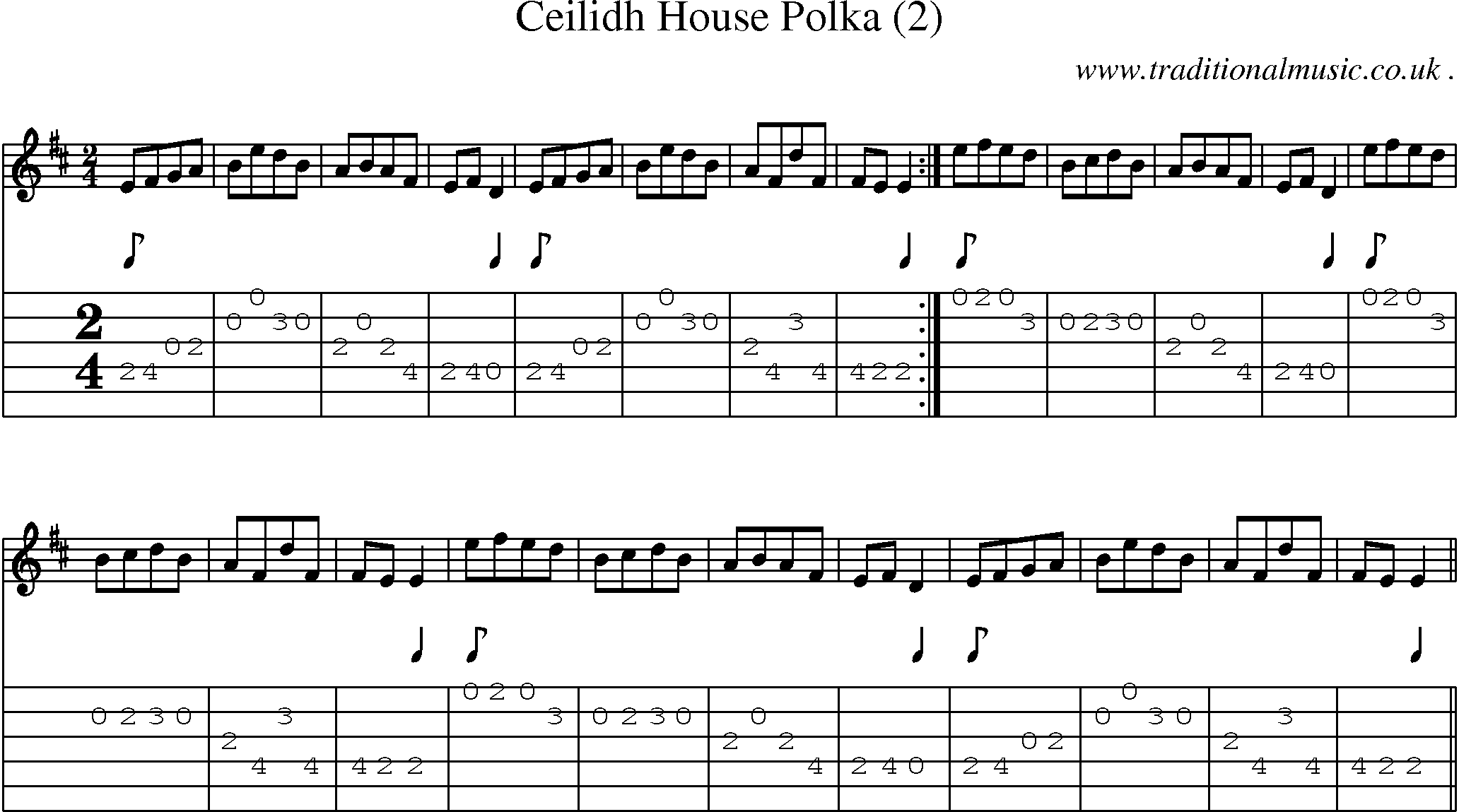 Sheet-Music and Guitar Tabs for Ceilidh House Polka (2)