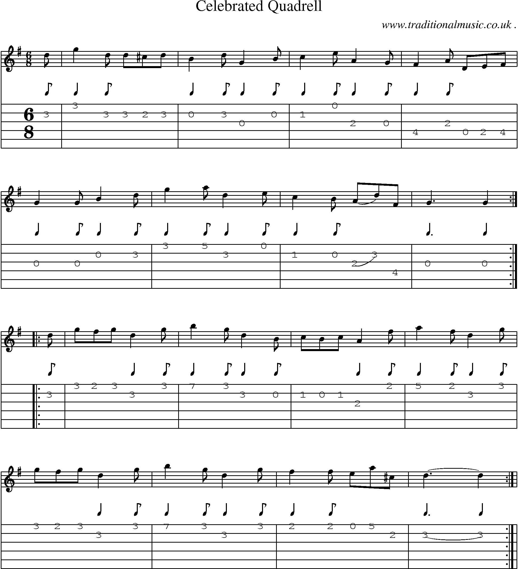 Sheet-Music and Guitar Tabs for Celebrated Quadrell