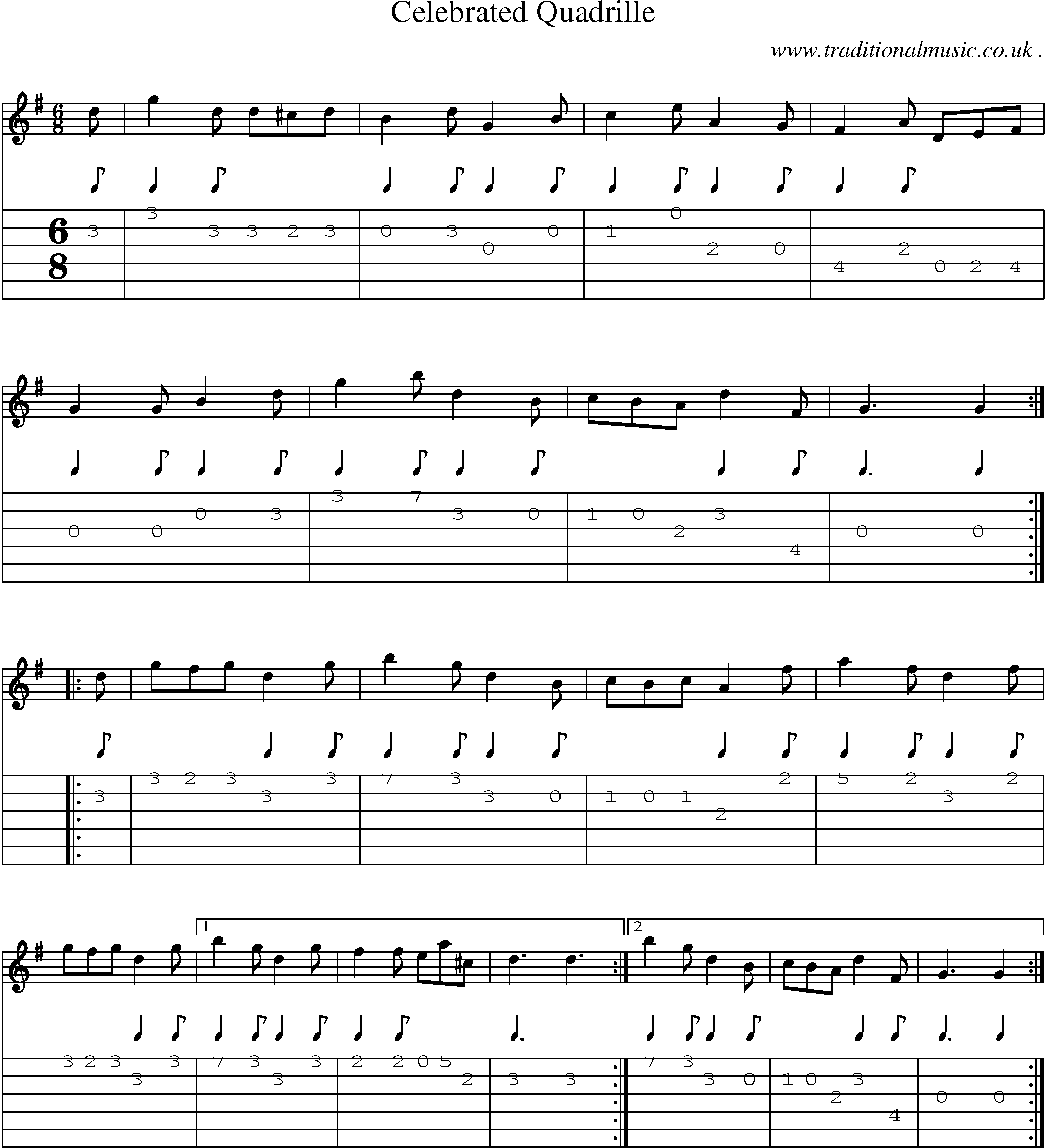 Sheet-Music and Guitar Tabs for Celebrated Quadrille