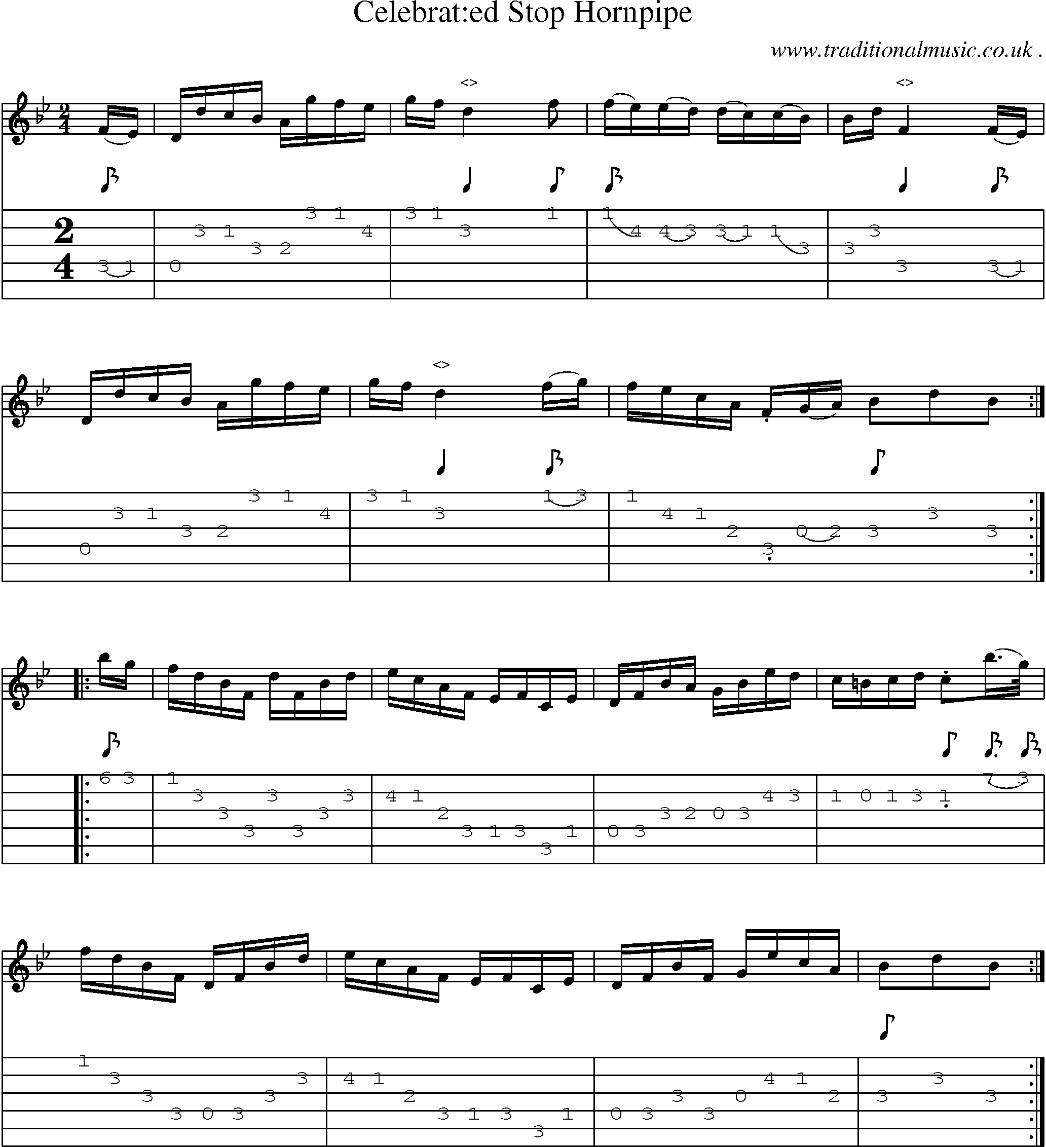 Sheet-Music and Guitar Tabs for Celebrated Stop Hornpipe